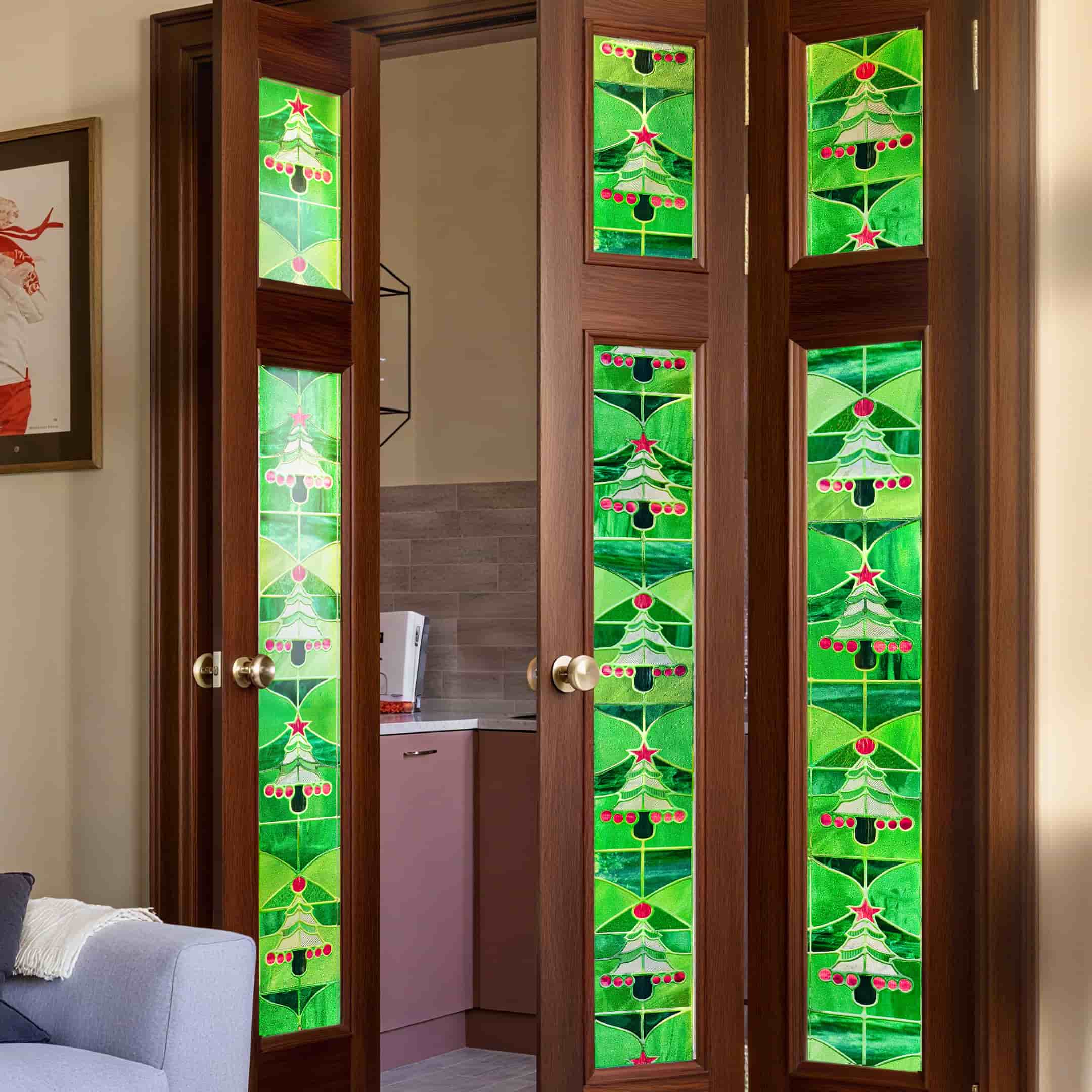 Christmas Forest Stained Glass Decorative Window Film