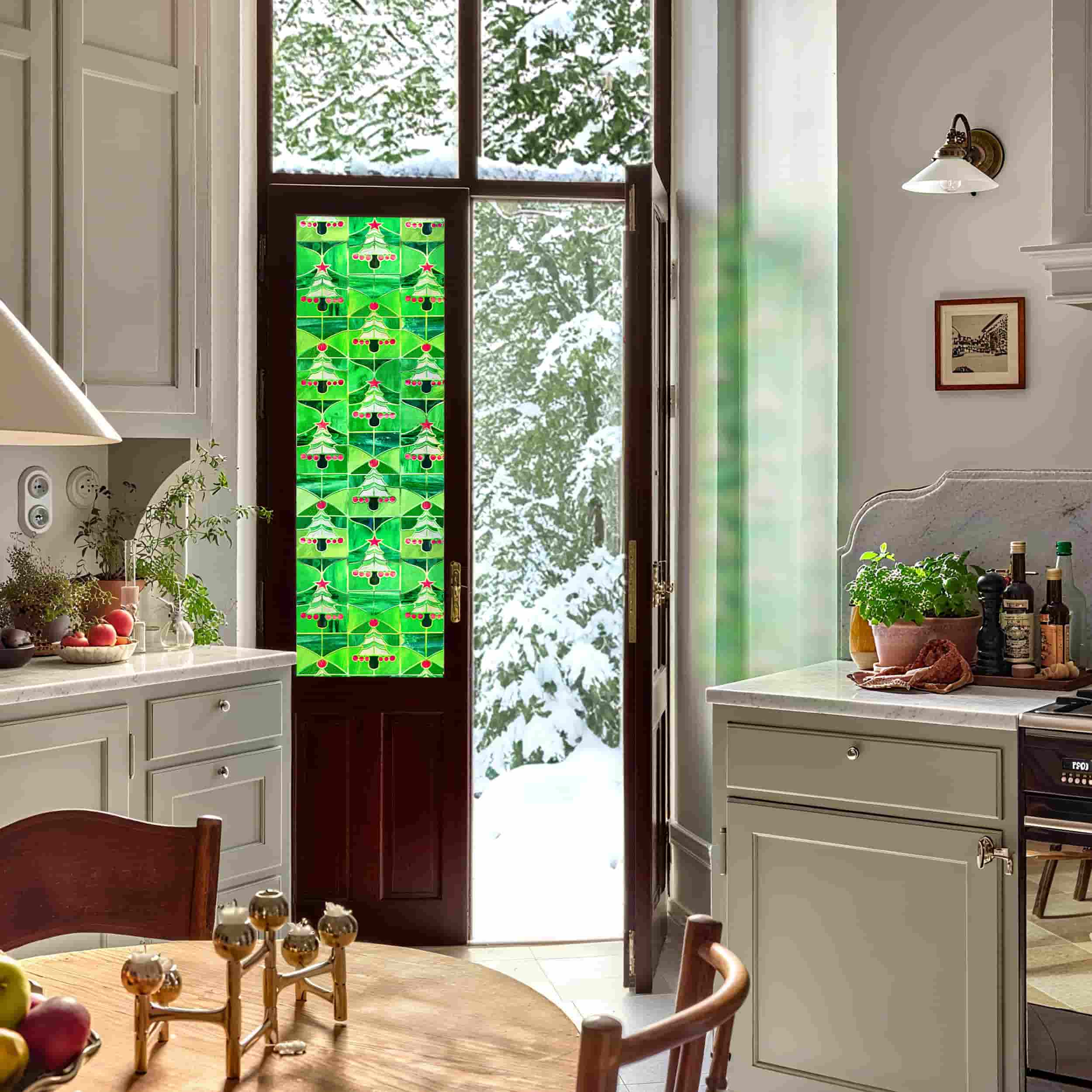 Christmas Forest Stained Glass Decorative Window Film
