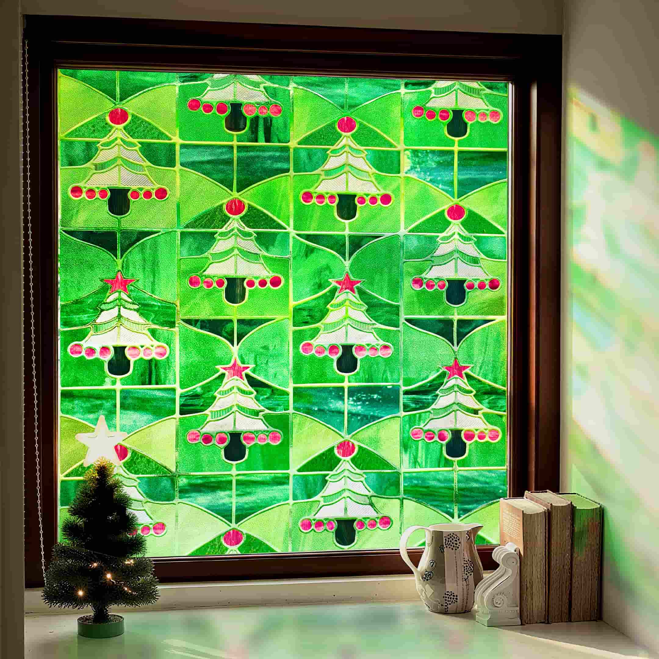 Christmas Forest Stained Glass Decorative Window Film