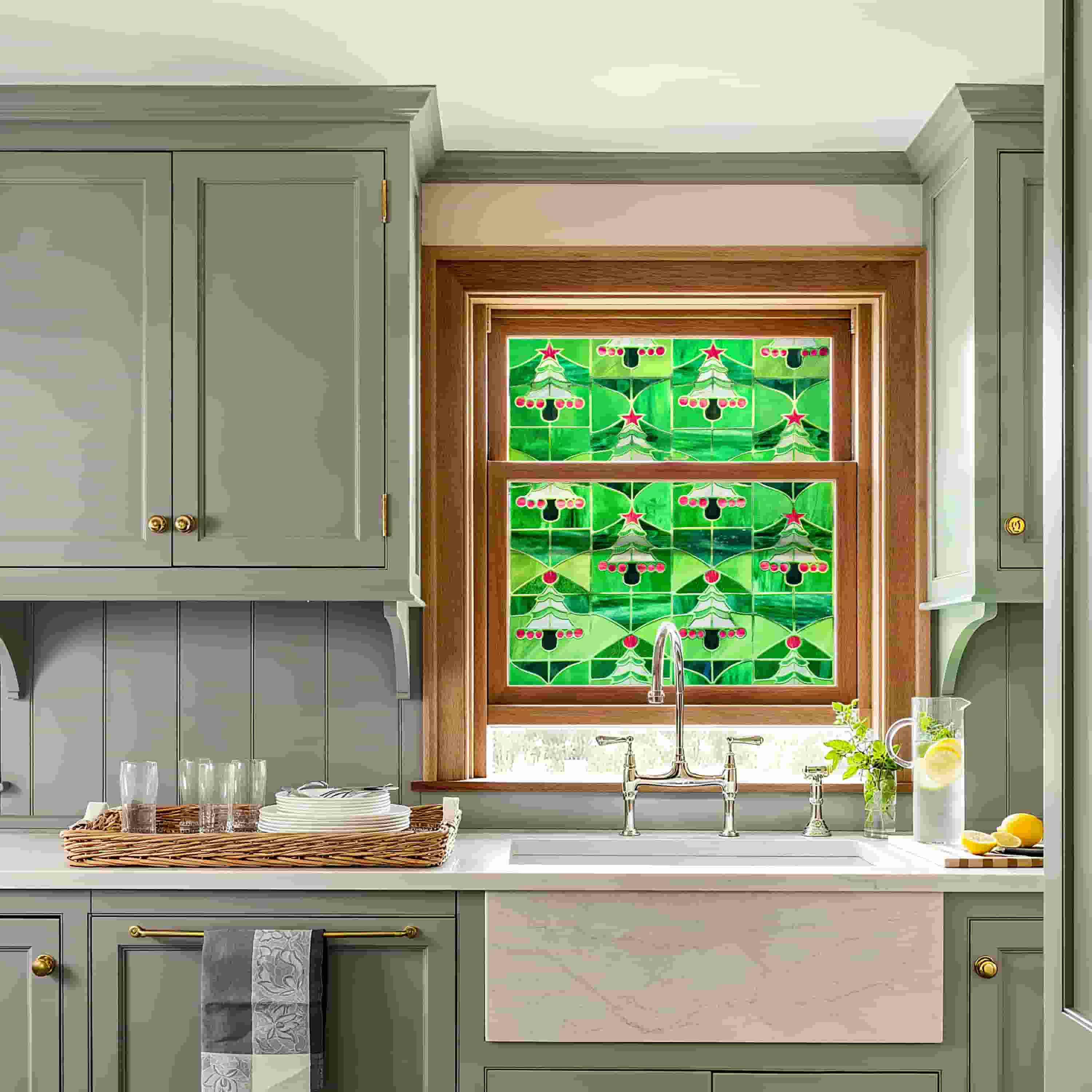 Christmas Forest Stained Glass Decorative Window Film