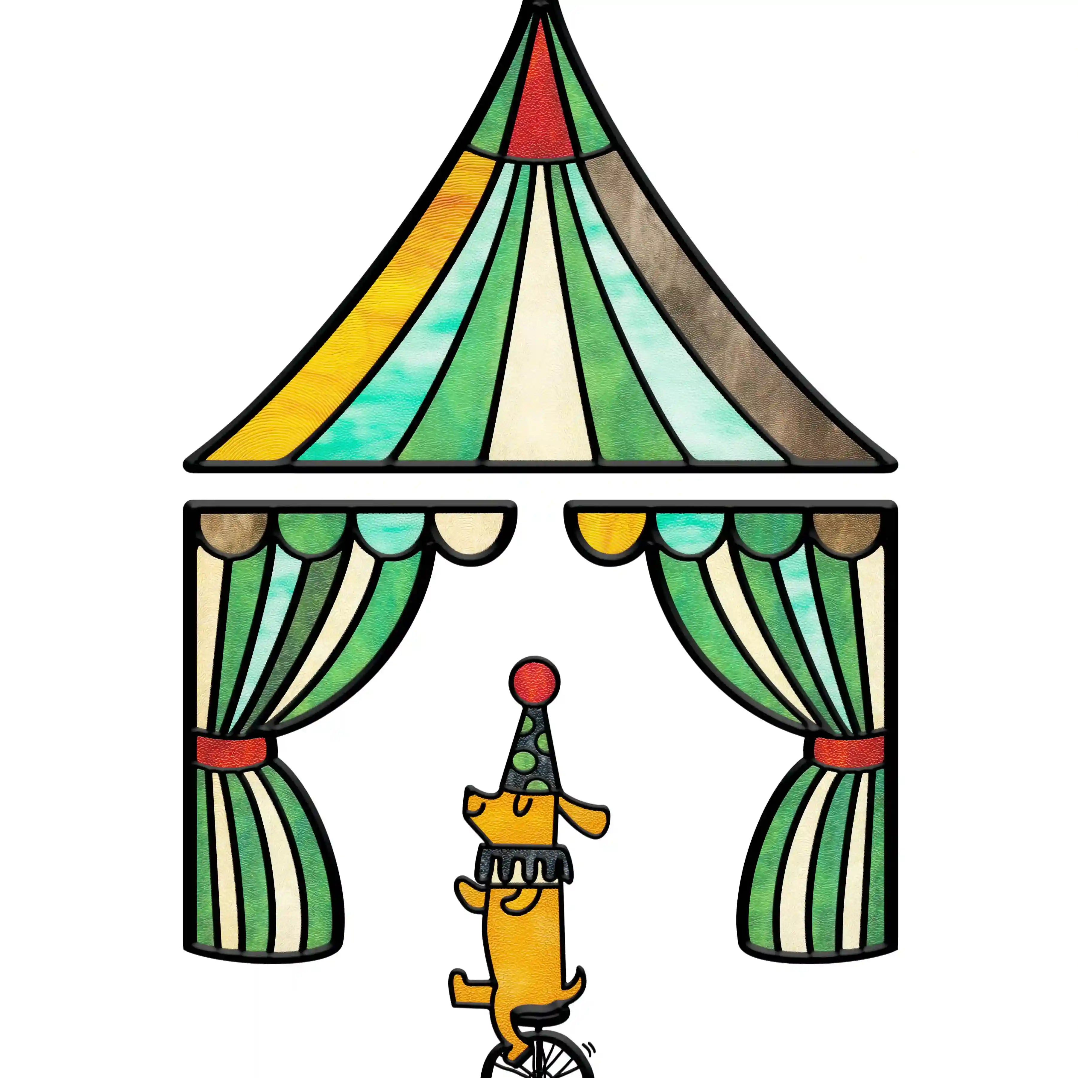 Circus Fantasy Stained Glass Window Film – Modern Decorative Static Window Film