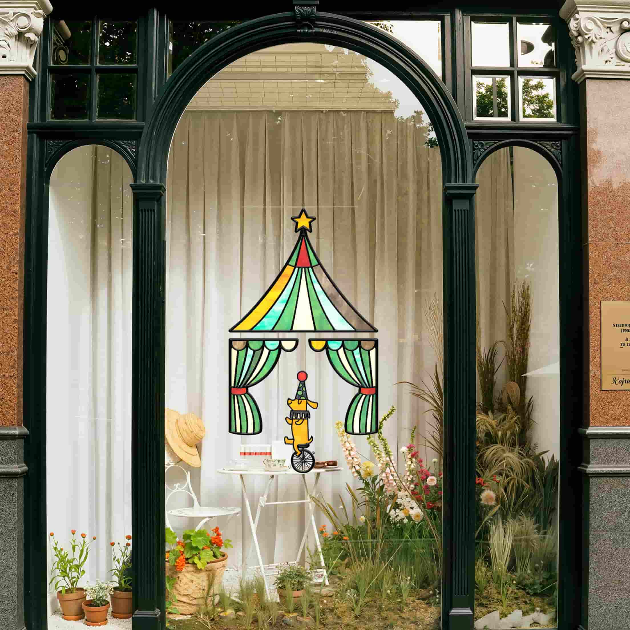 Circus Fantasy Stained Glass Window Film – Modern Decorative Static Window Film