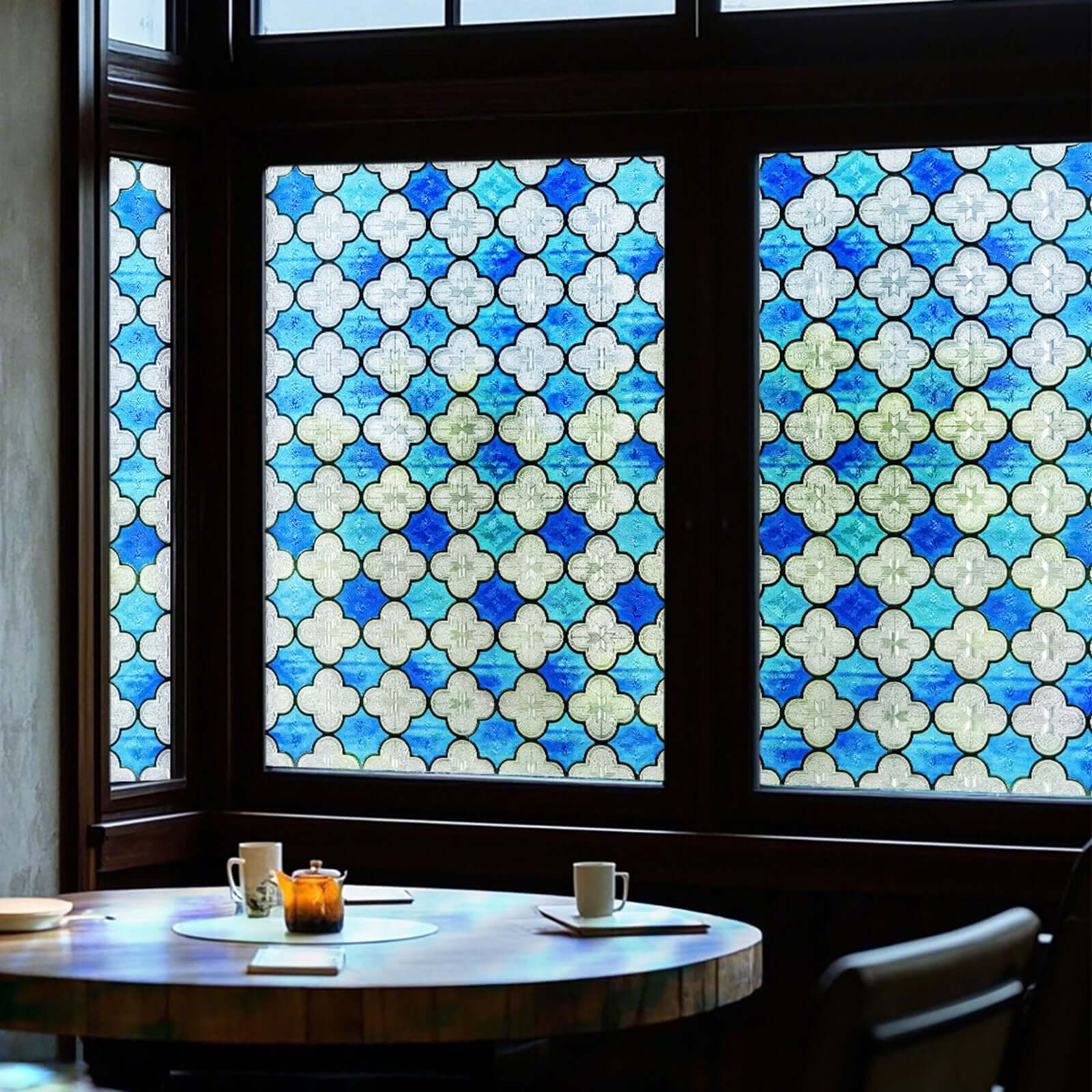 Blue Clover Glow Stained Glass Decorative Window Film