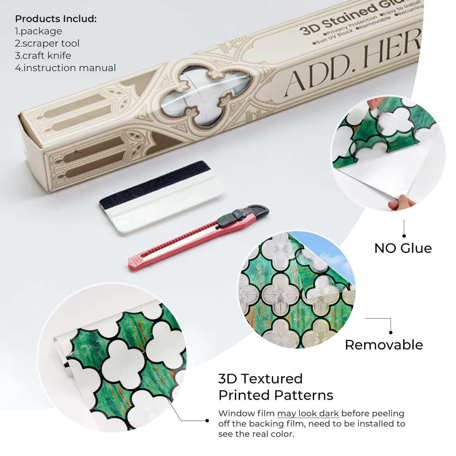 Film décoratif pour vitres teintées Green Clover Glow