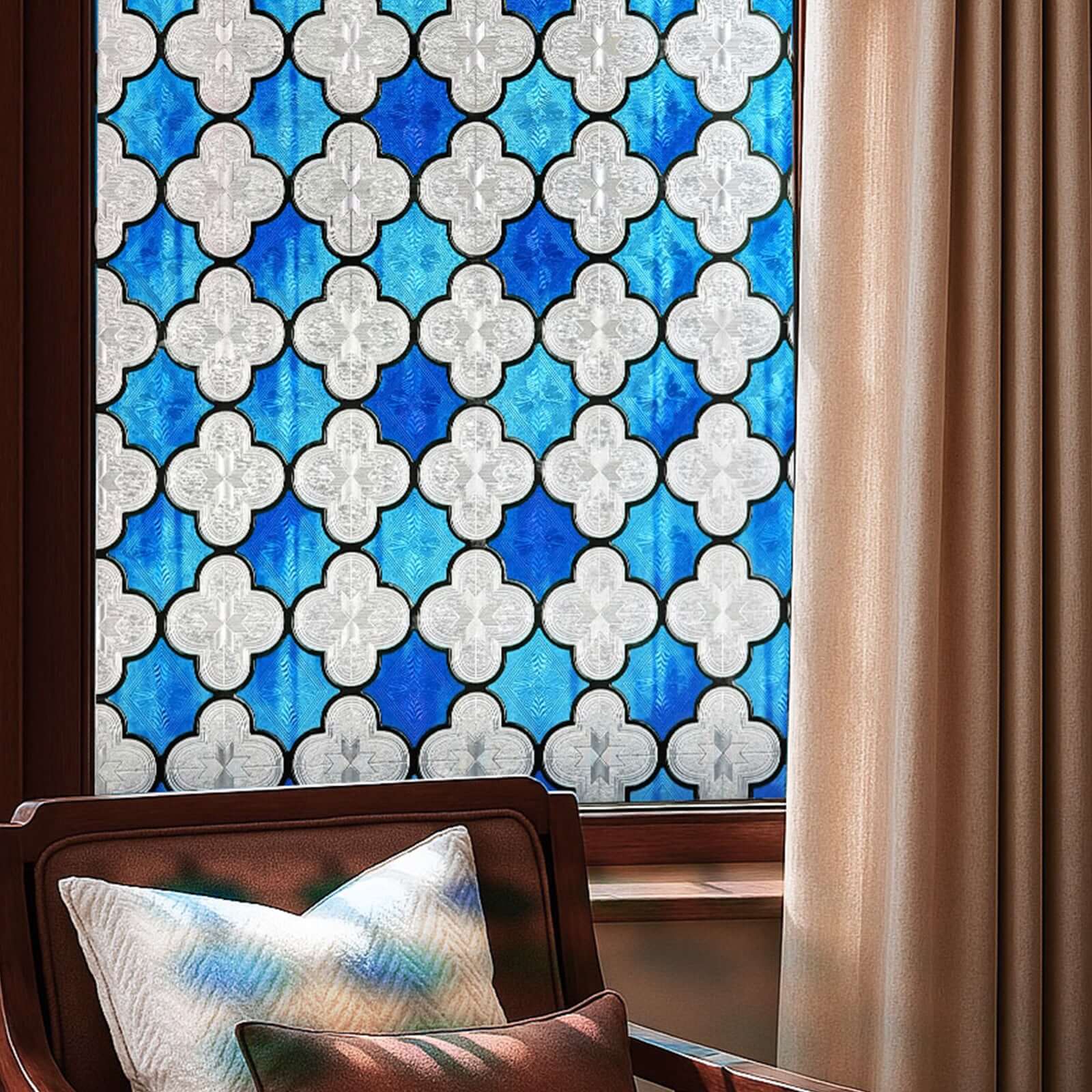 Blue Clover Glow Stained Glass Decorative Window Film