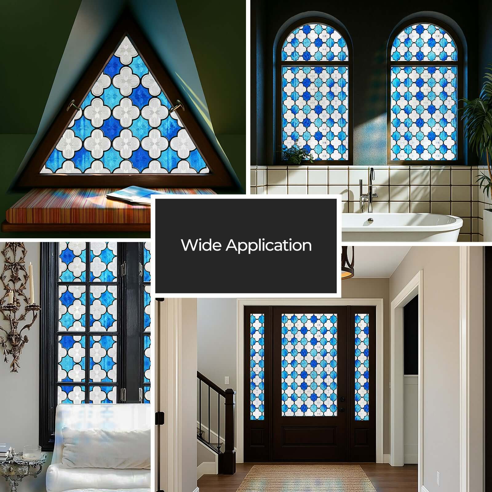 Blue Clover Glow Stained Glass Decorative Window Film