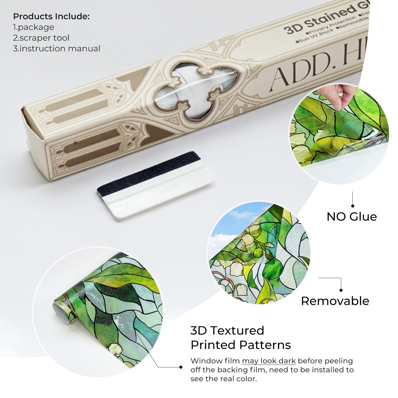 Colored Glaze Stained Glass Decorative Window Film