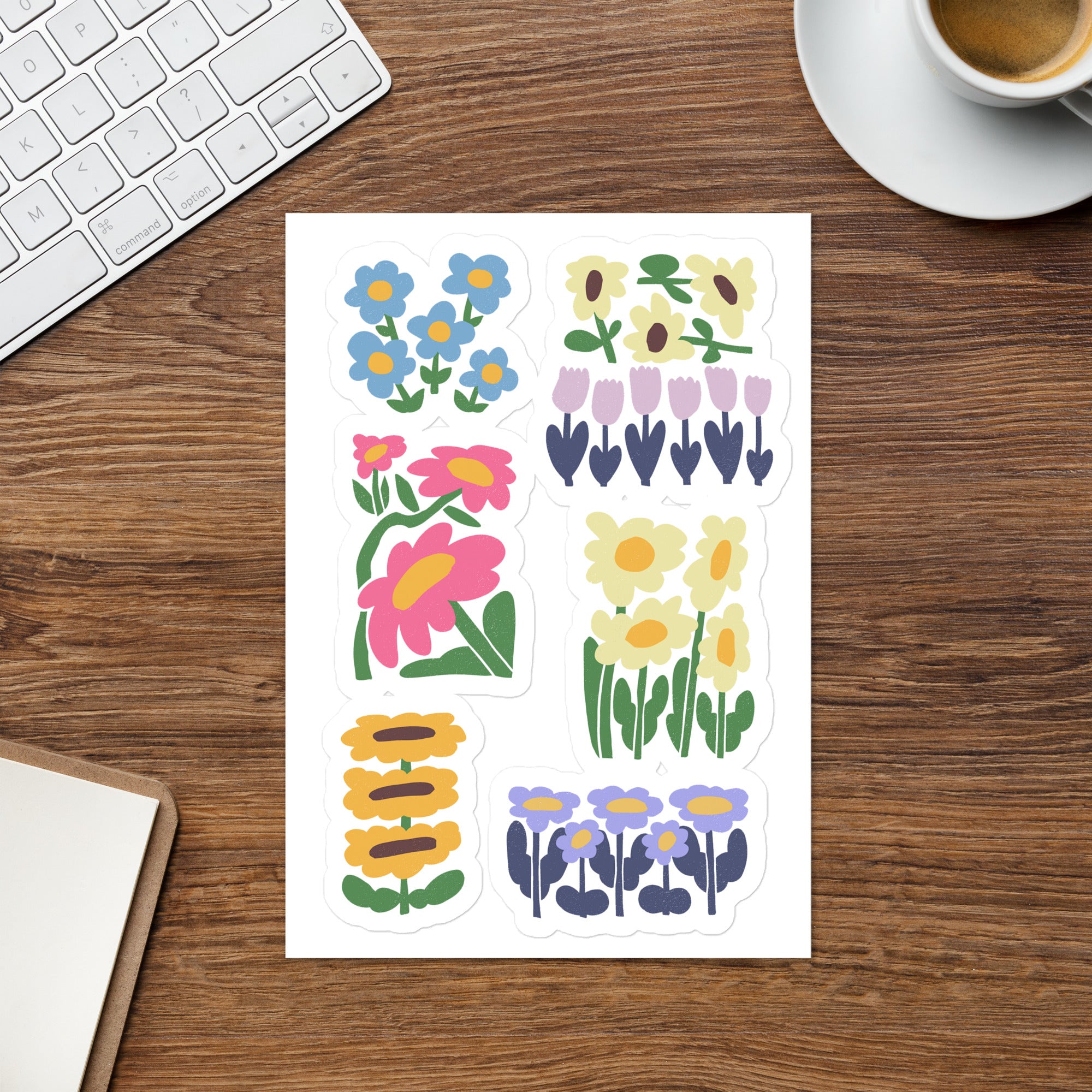 Colorful Floral Sticker Pack – Decorative Stickers for Journals, Scrapbooks & Crafts table