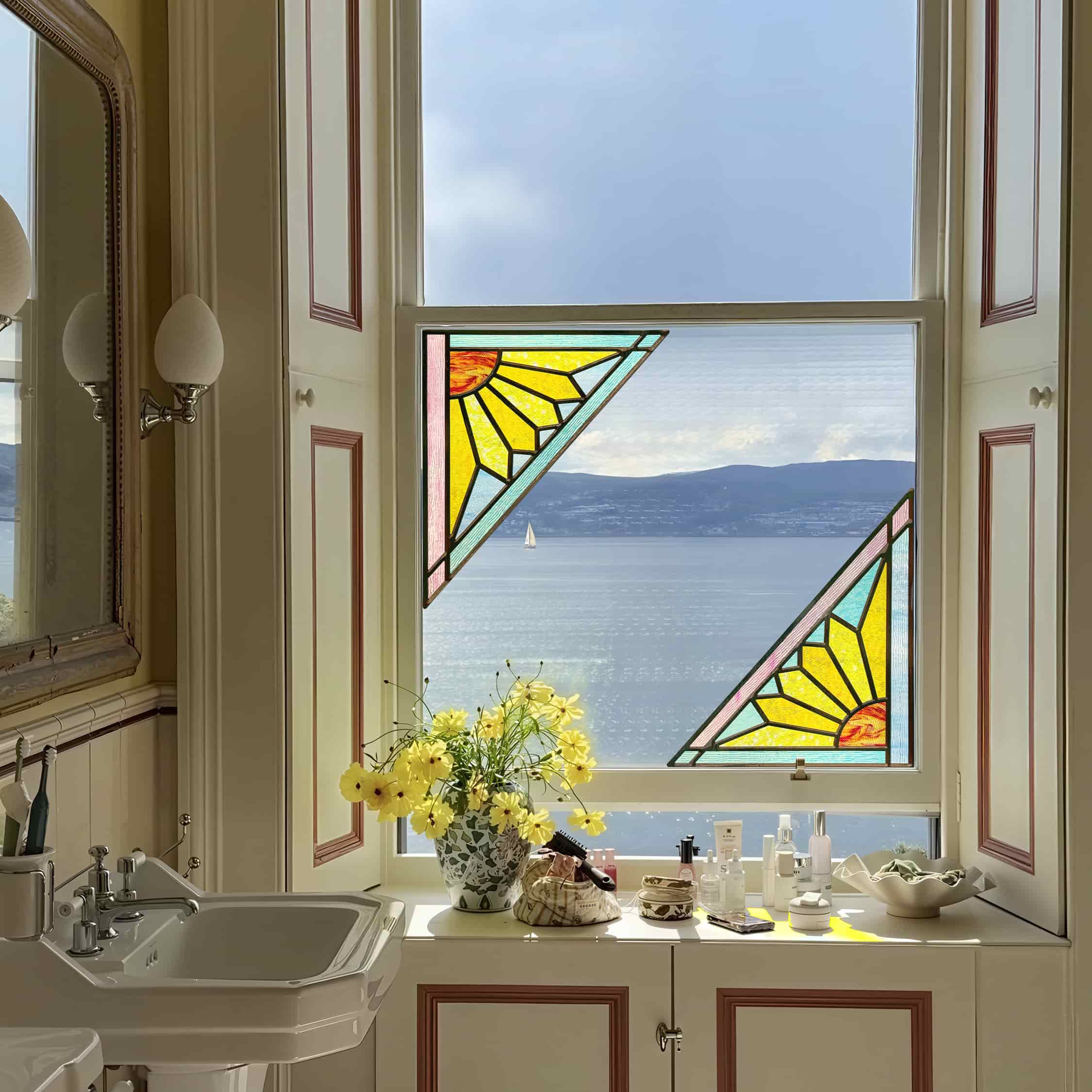 Film pour vitrail Green Gleam – Film statique décoratif moderne pour fenêtre