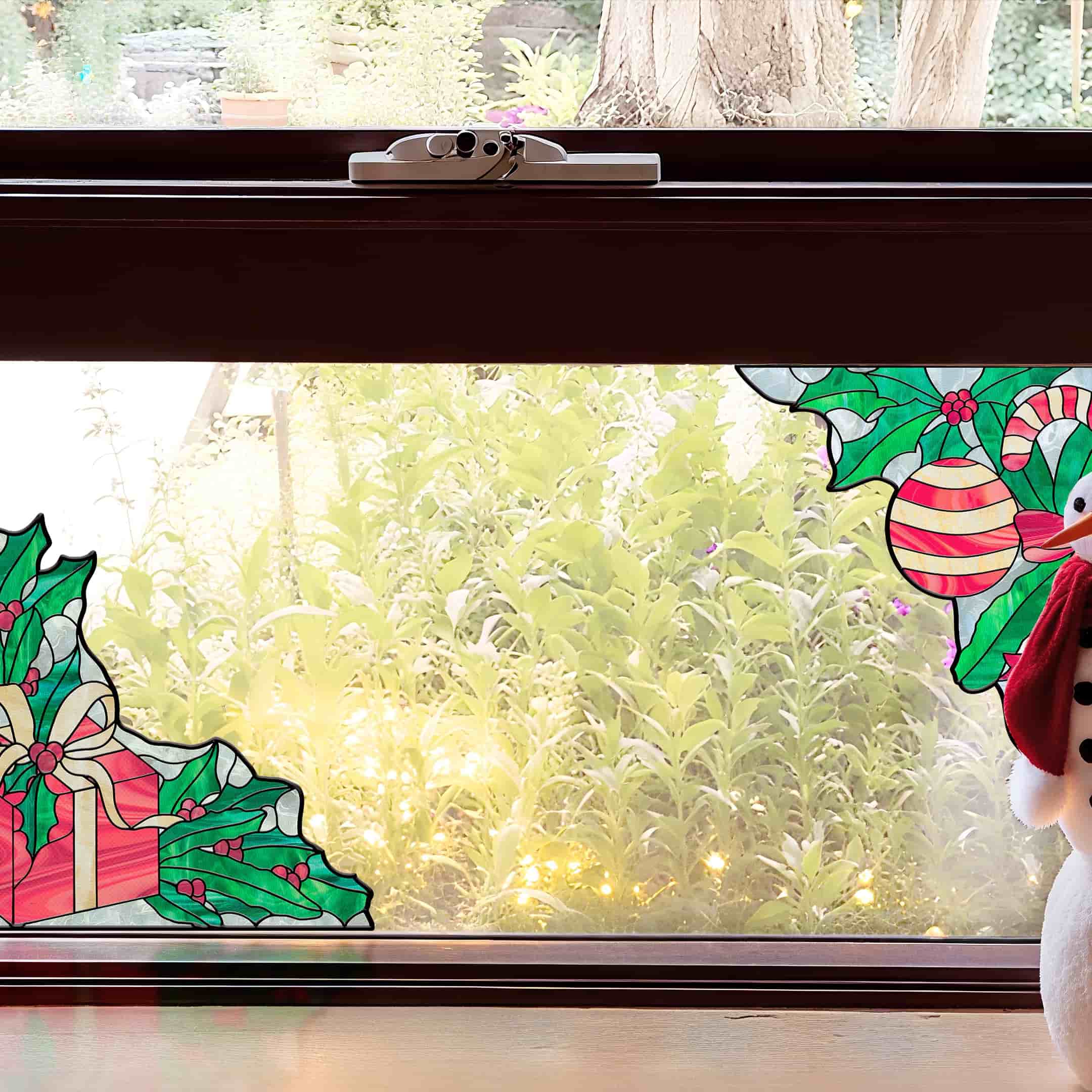 Film pour vitrail Green Gleam – Film statique décoratif moderne pour fenêtre