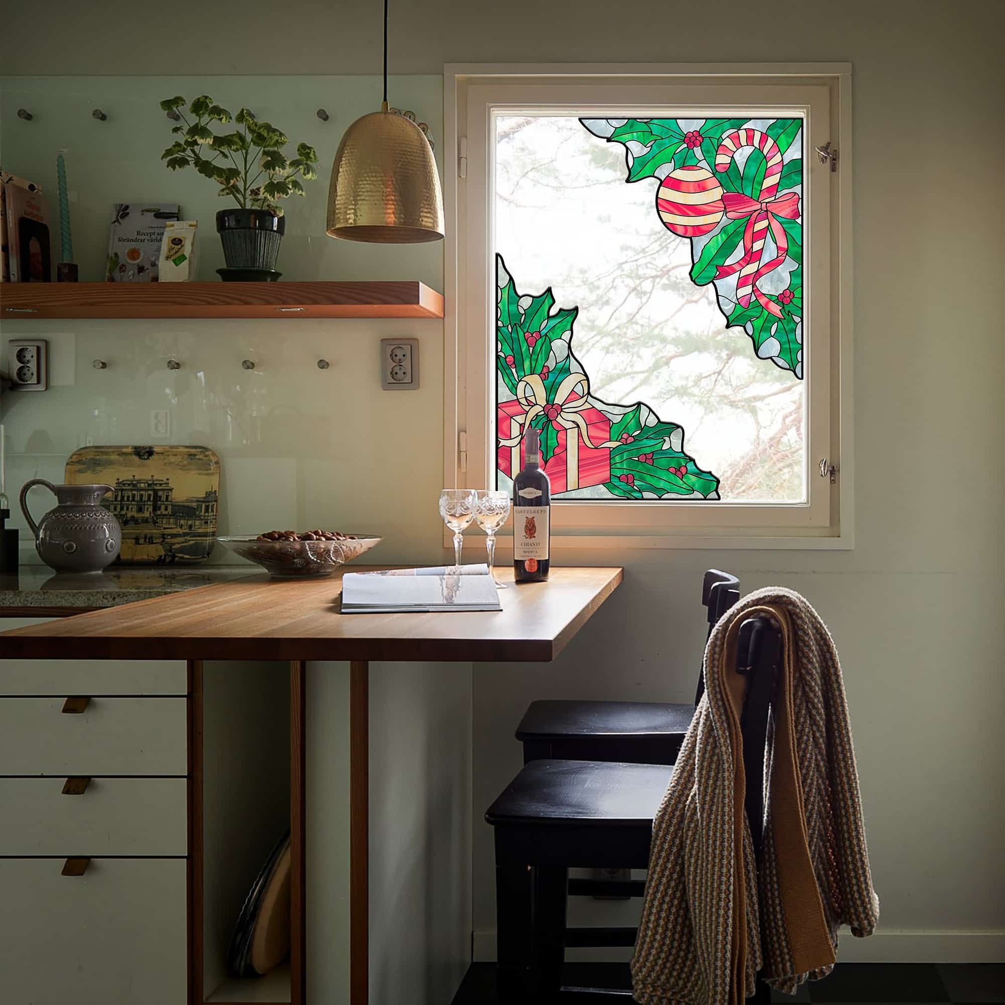 Film pour vitrail Green Gleam – Film statique décoratif moderne pour fenêtre