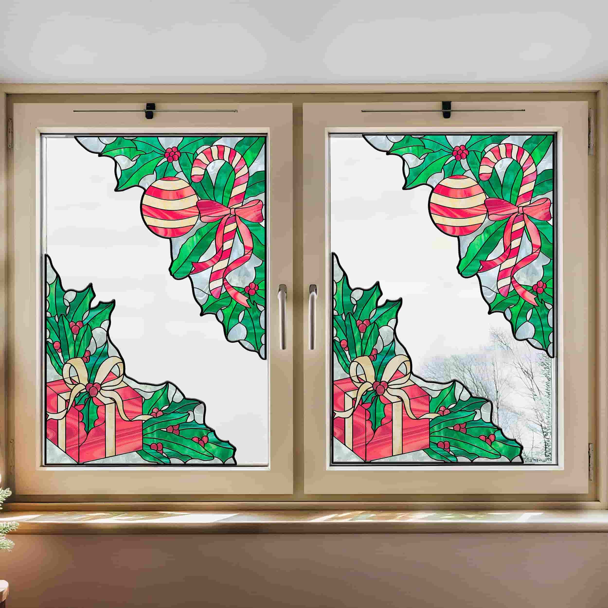 Film pour vitrail Green Gleam – Film statique décoratif moderne pour fenêtre