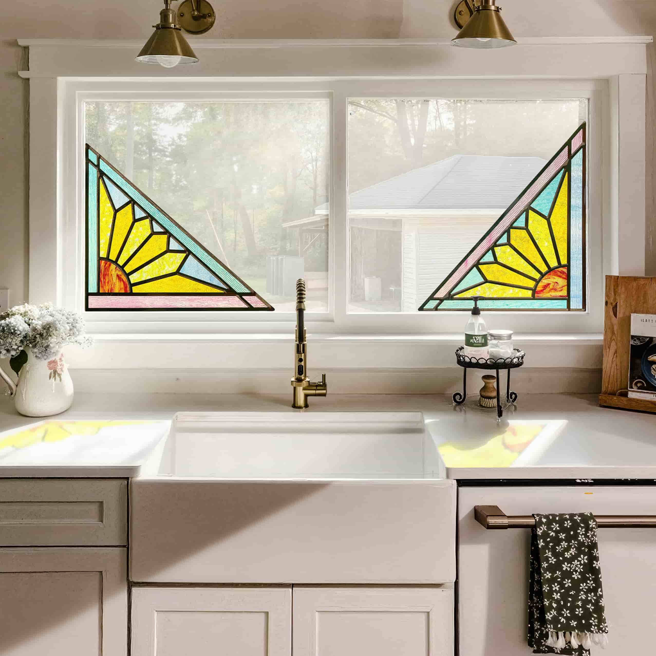 Film pour vitrail Green Gleam – Film statique décoratif moderne pour fenêtre