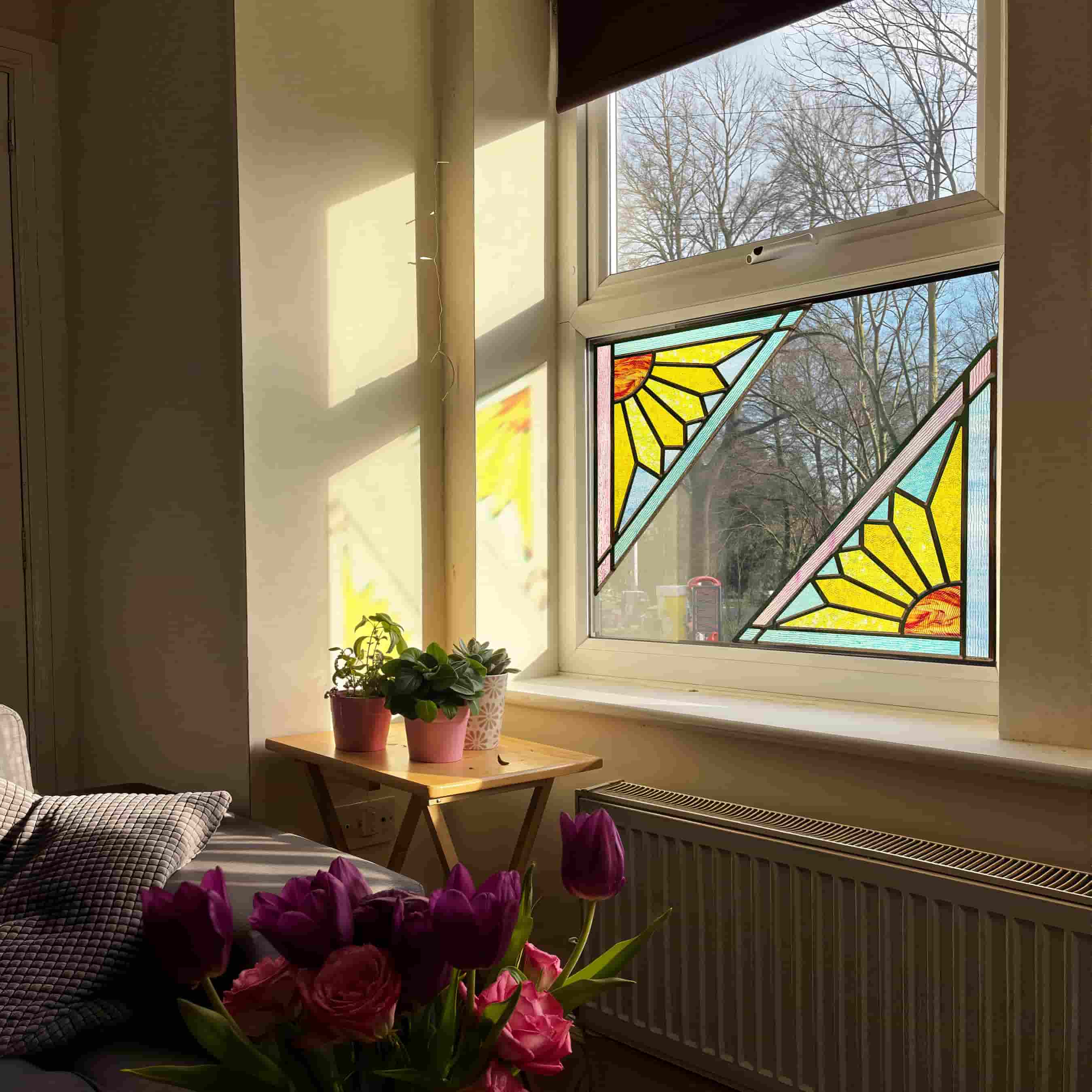 Film pour vitrail Green Gleam – Film statique décoratif moderne pour fenêtre