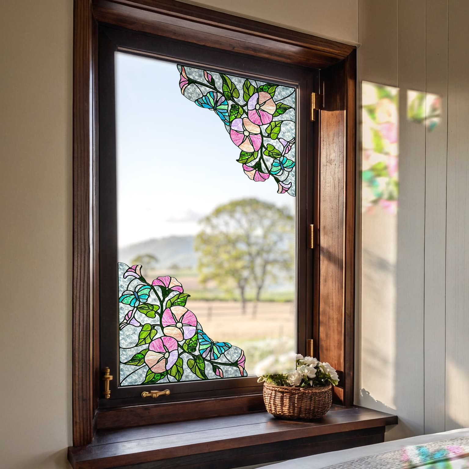 Film pour vitrail Green Gleam – Film statique décoratif moderne pour fenêtre