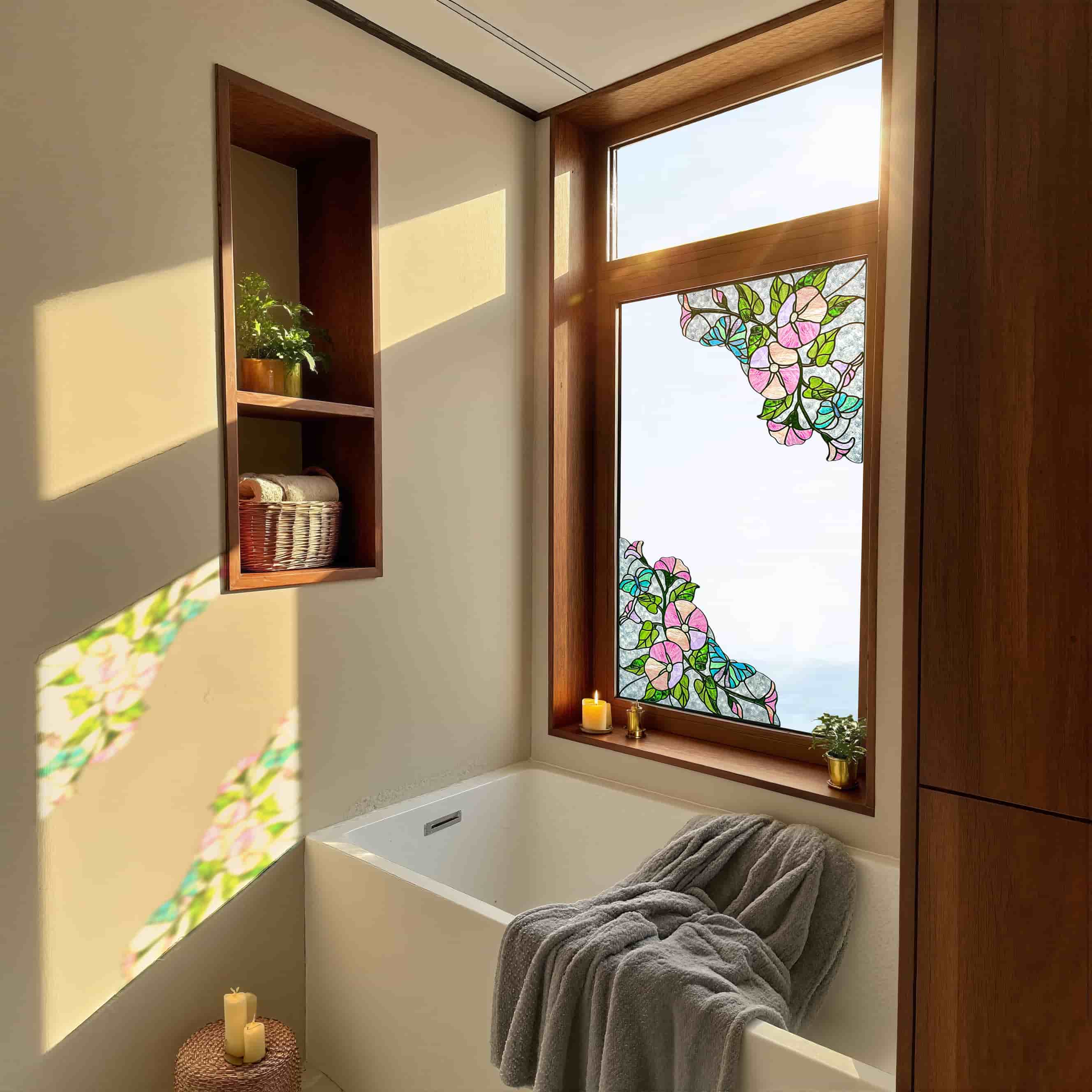 Film pour vitrail Green Gleam – Film statique décoratif moderne pour fenêtre