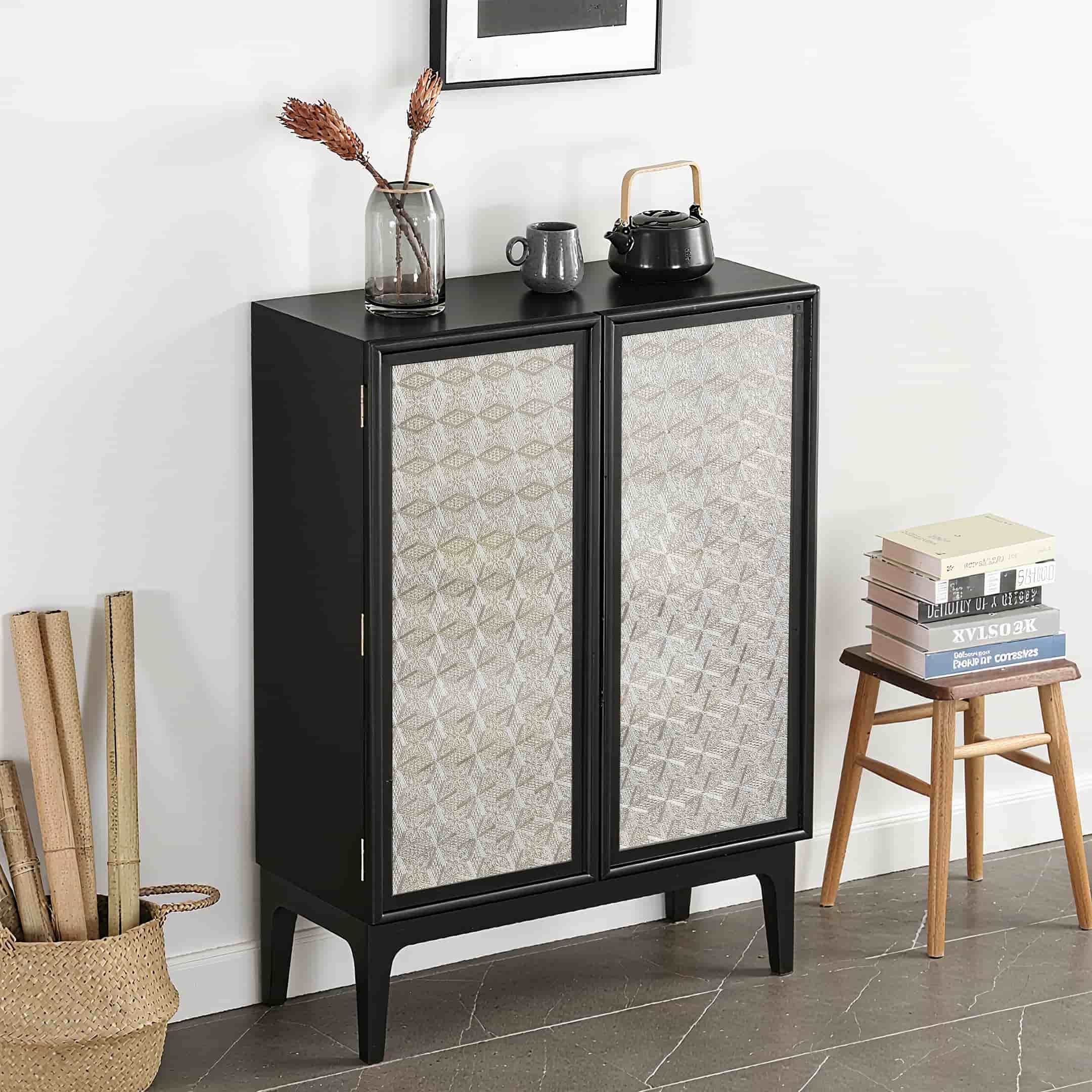 Diamond-Shaped Flower Stained Glass Decorative Window Film