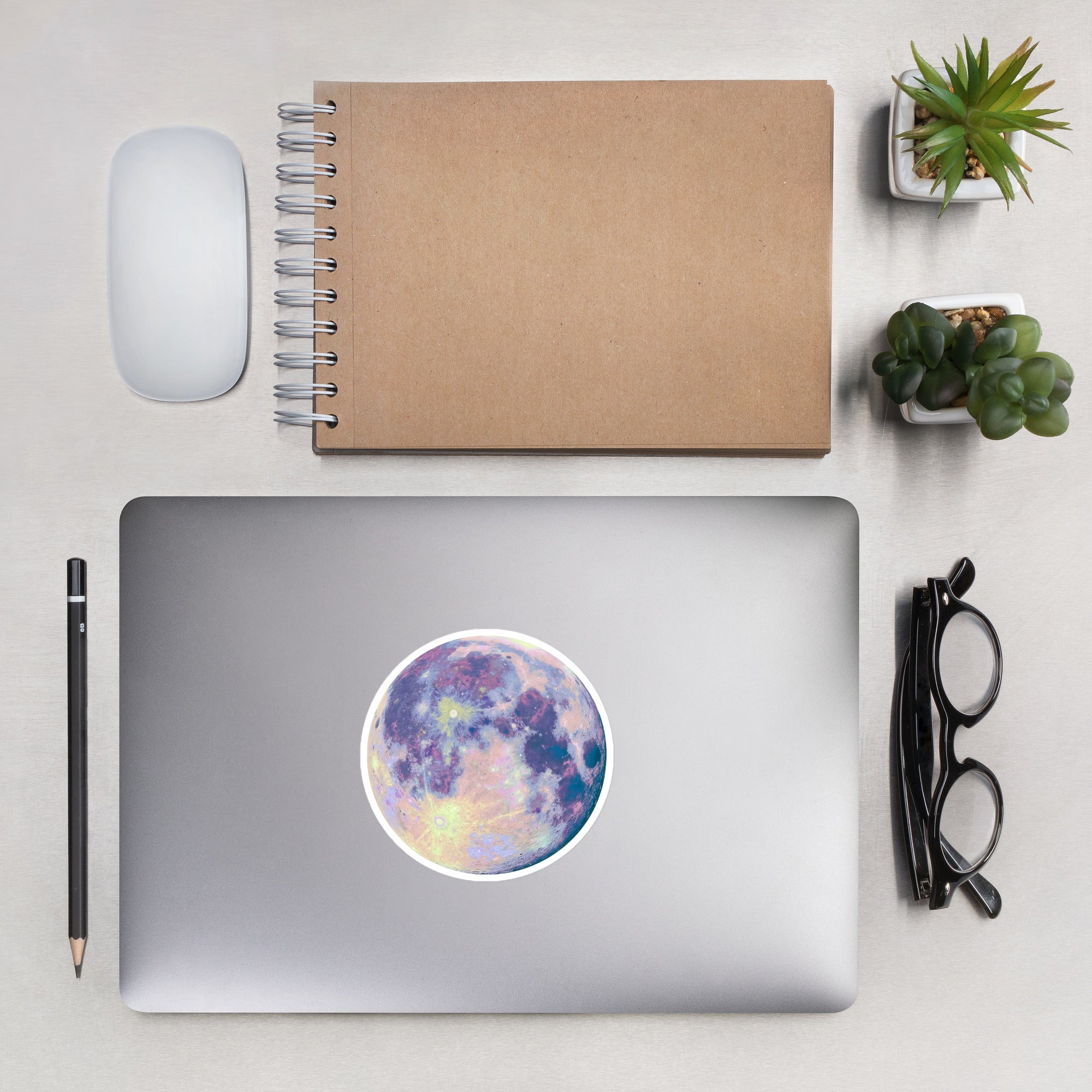 Dreamy Pastel Moon Sticker – Celestial design Decorative Sticker on laptop