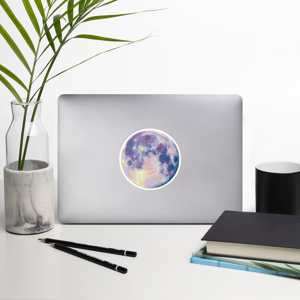 Dreamy Pastel Moon Sticker – Celestial design Decorative Sticker on laptop