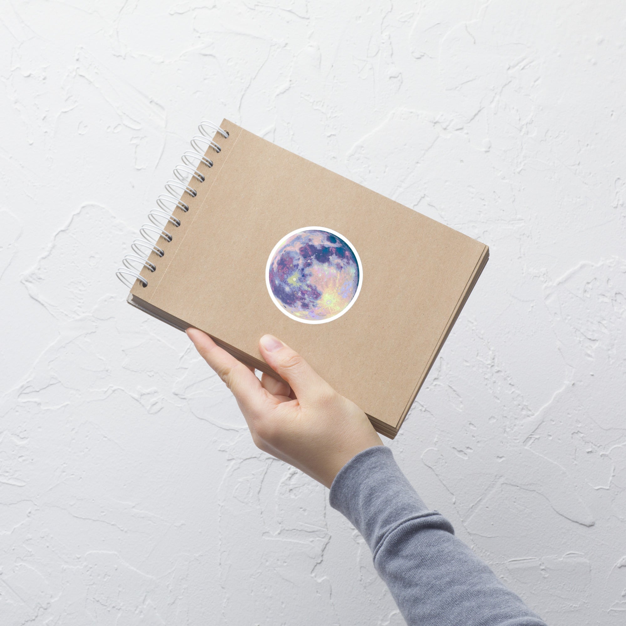 Dreamy Pastel Moon Sticker – Celestial design Decorative Sticker on notebook