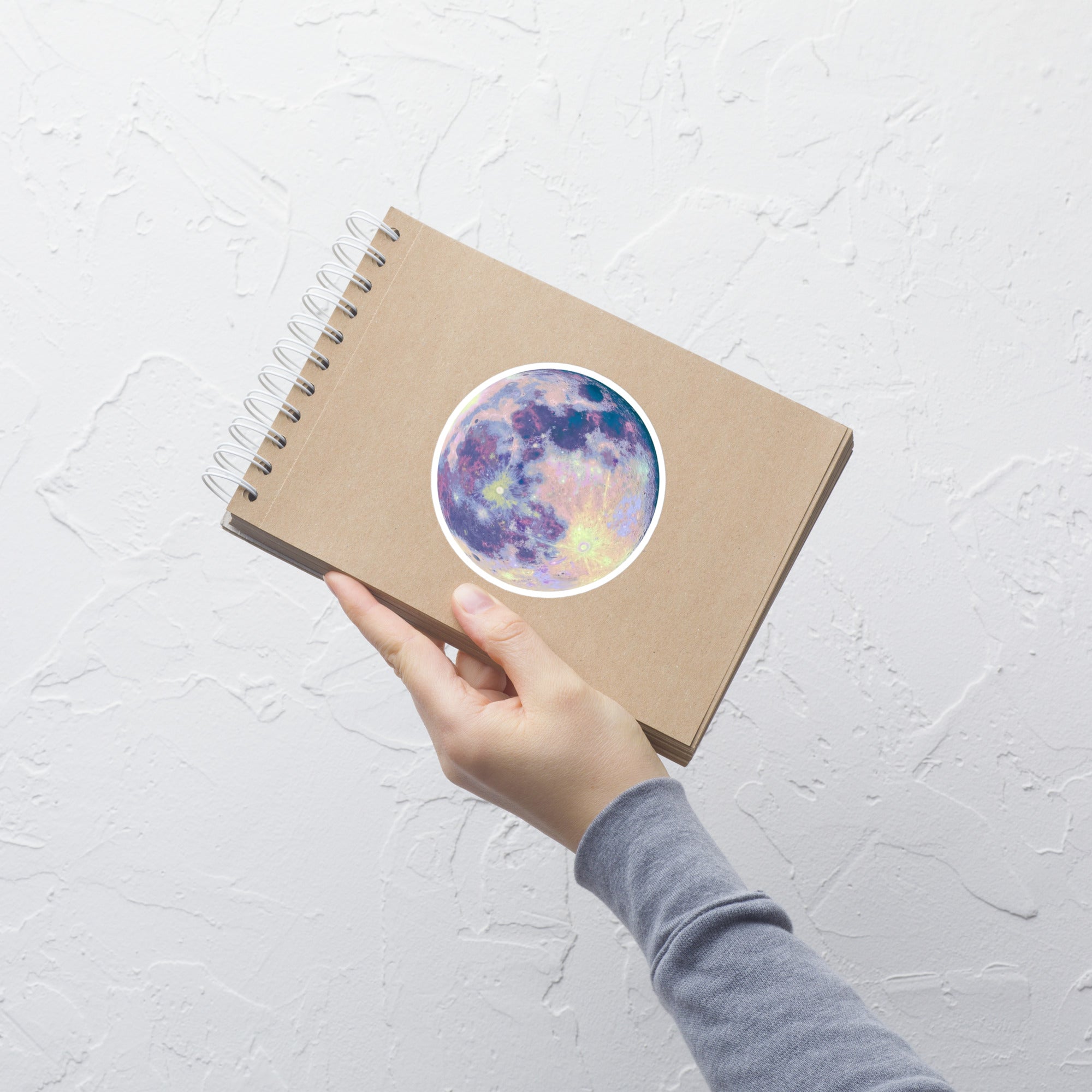 Dreamy Pastel Moon Sticker – Celestial design Decorative Sticker on notebook