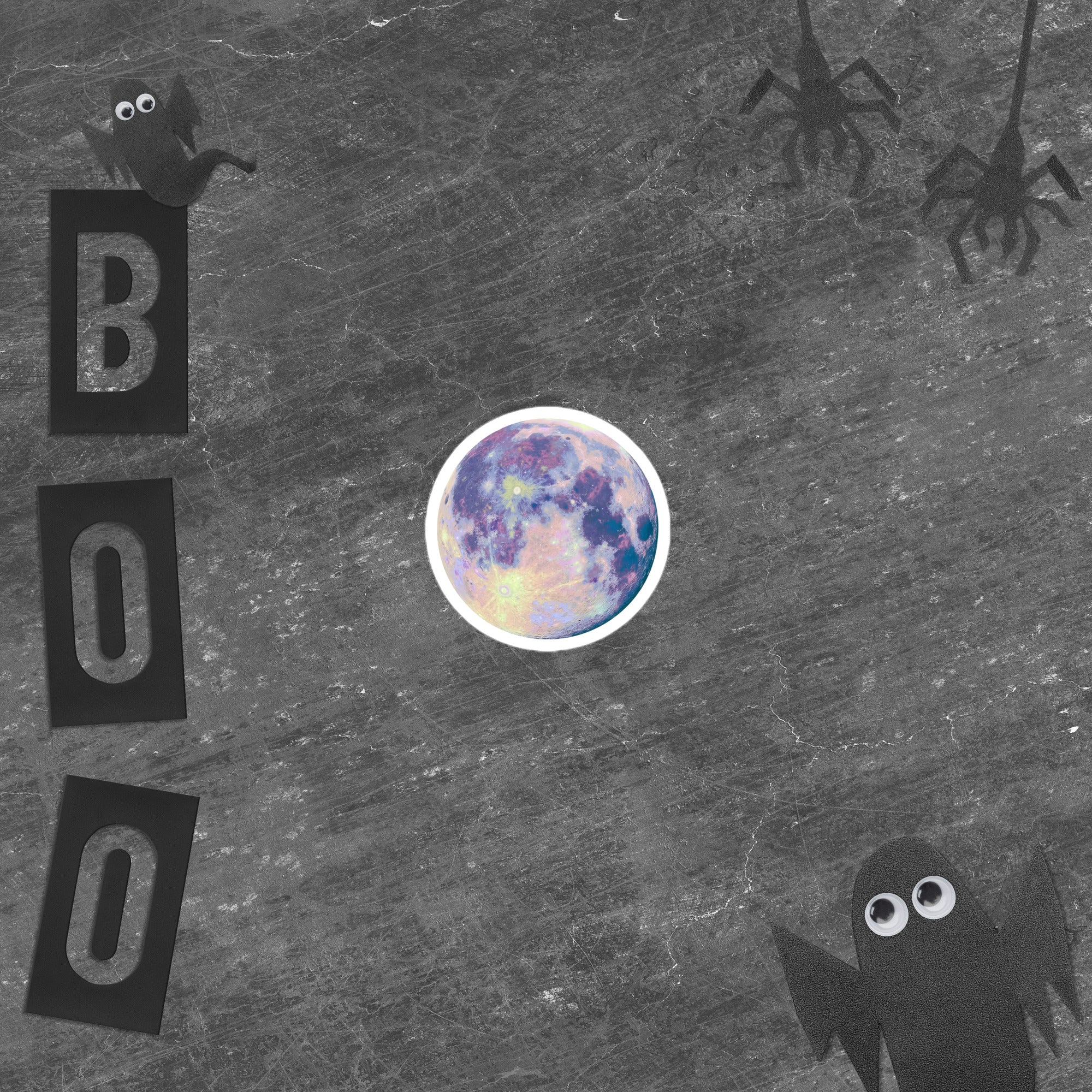 Dreamy Pastel Moon Sticker – Celestial design Decorative Sticker  halloween black