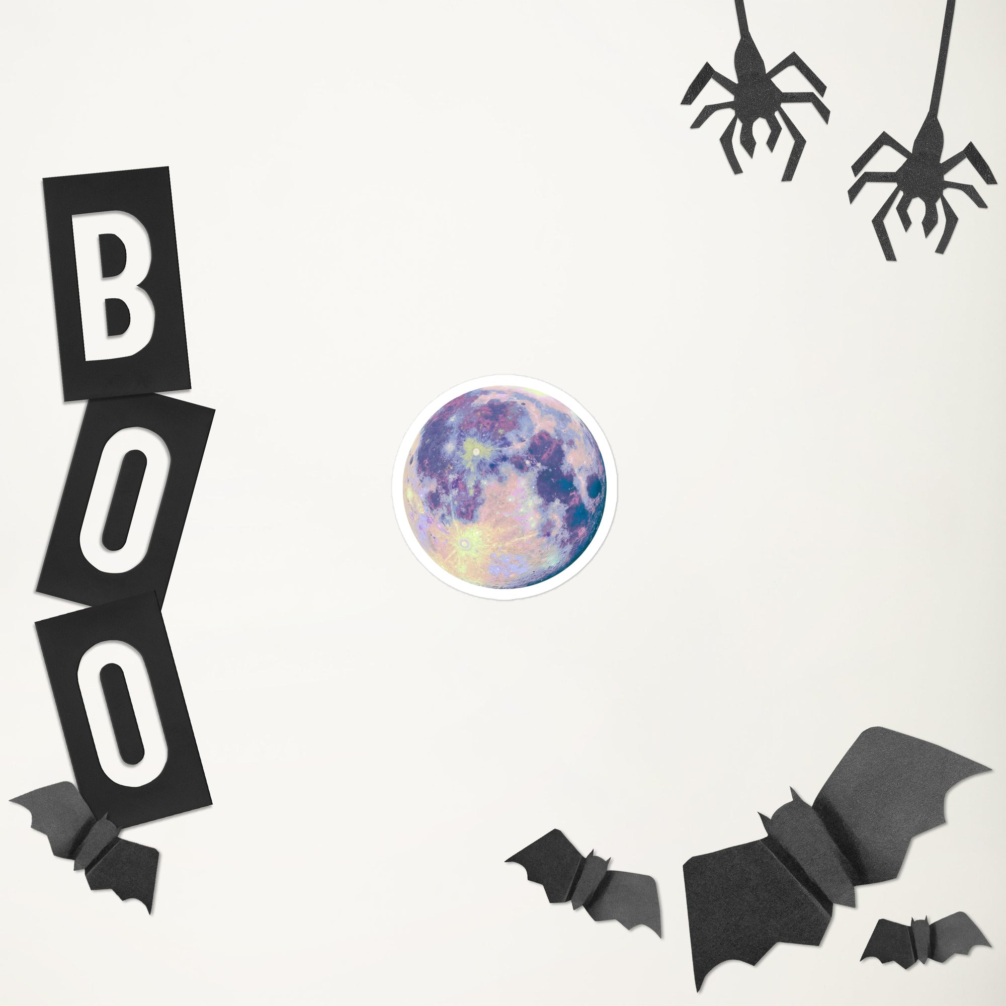 Dreamy Pastel Moon Sticker – Celestial design Decorative Sticker halloween white