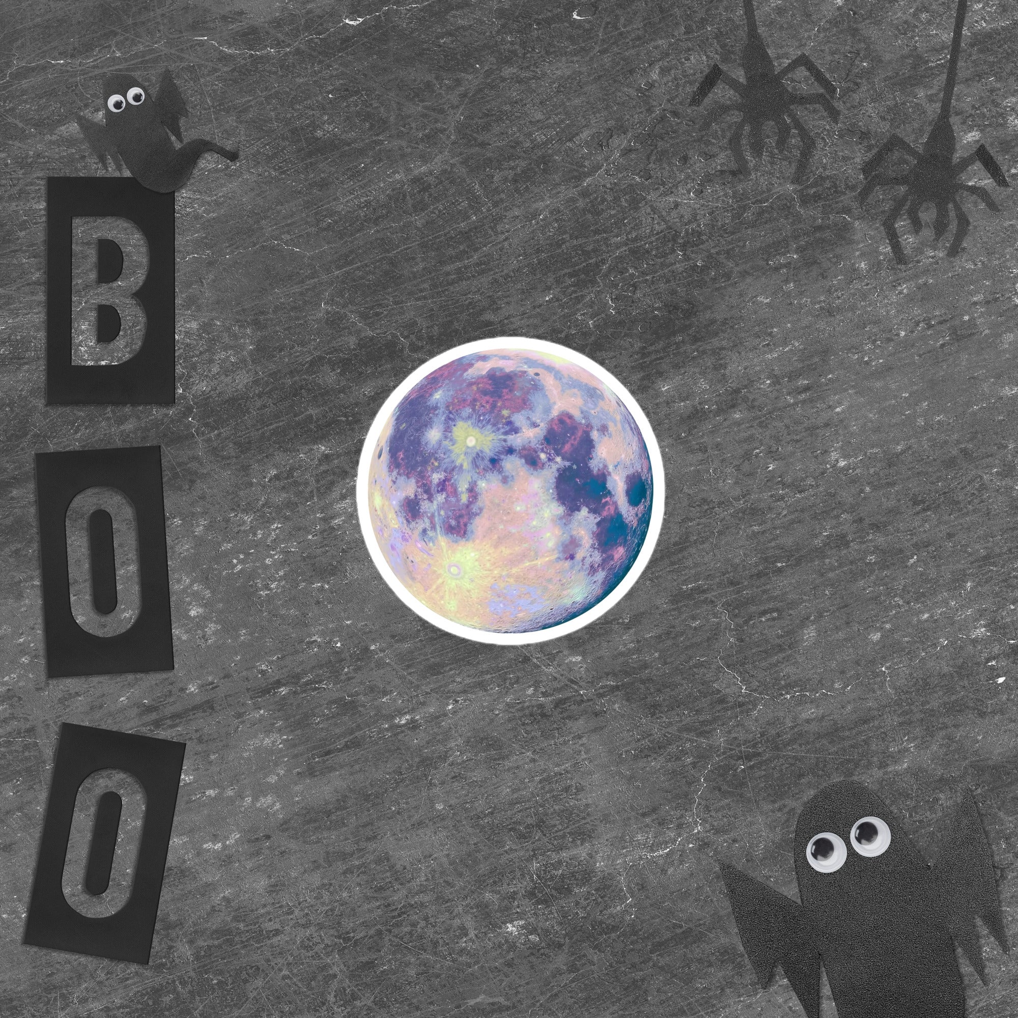 Dreamy Pastel Moon Sticker – Celestial design Decorative Sticker halloween black