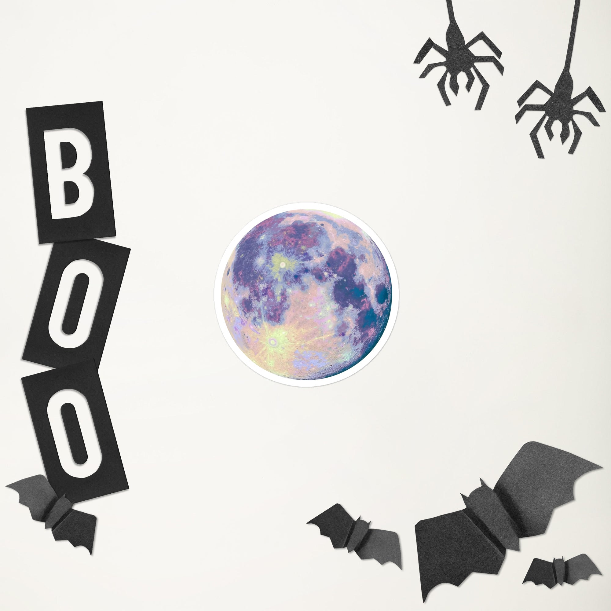 Dreamy Pastel Moon Sticker – Celestial design Decorative Sticker halloween white