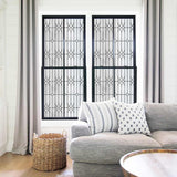 Dusseldorf Stained Glass Decorative Window Film: Black geometric privacy static cling film, removable and easy to install for living room windows