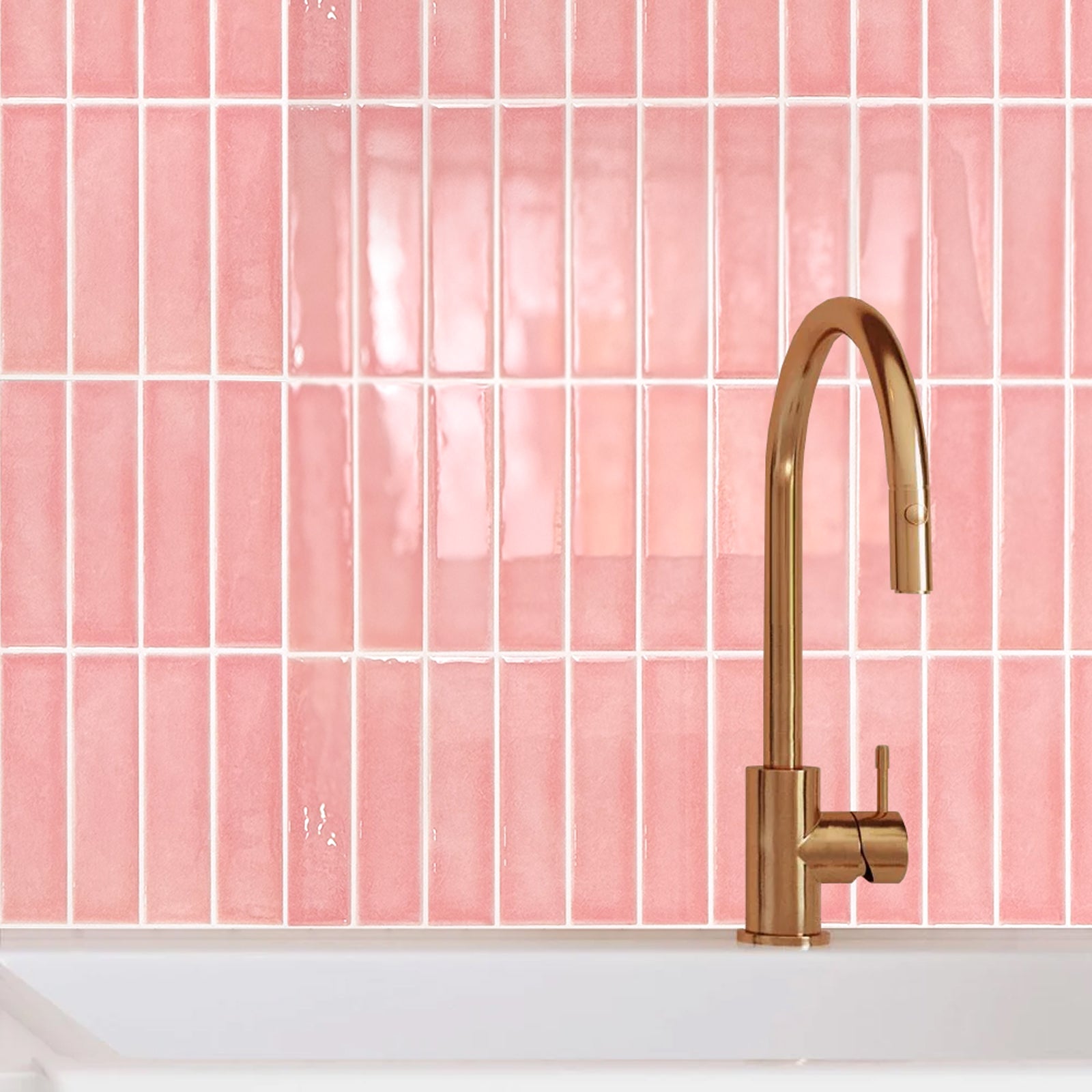 Fancytiles Bathroom Peel and Stick Backsplash Tile for Walls Pink Daze – Glossy Pink Vinyl