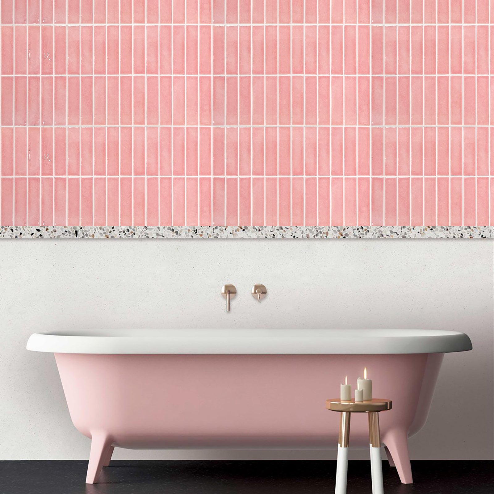 Fancytiles Bathroom Peel and Stick Backsplash Tile for Walls Pink Daze – Glossy Pink Vinyl