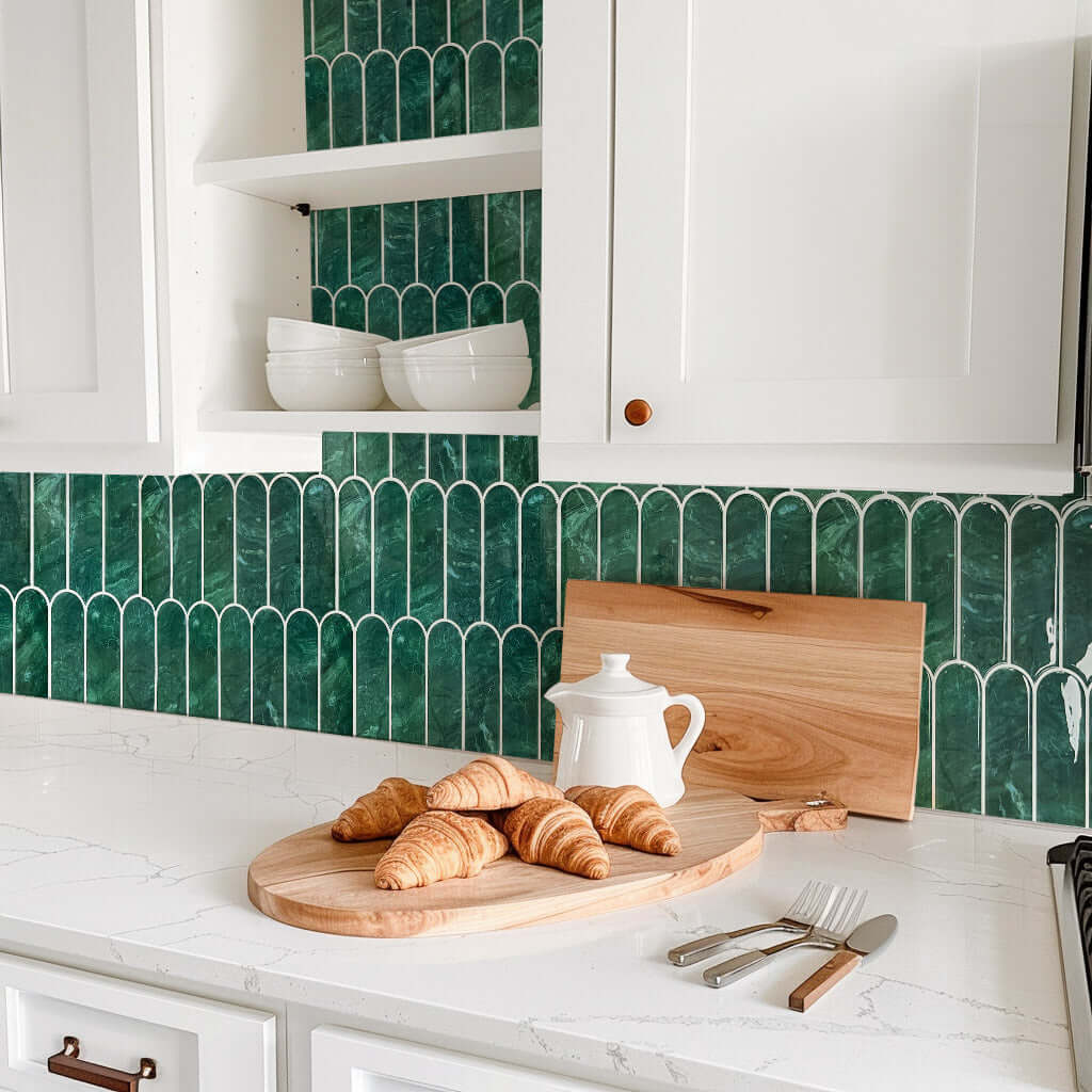 Fancytiles Deep Green ArcWall Tiles Peel and Stick