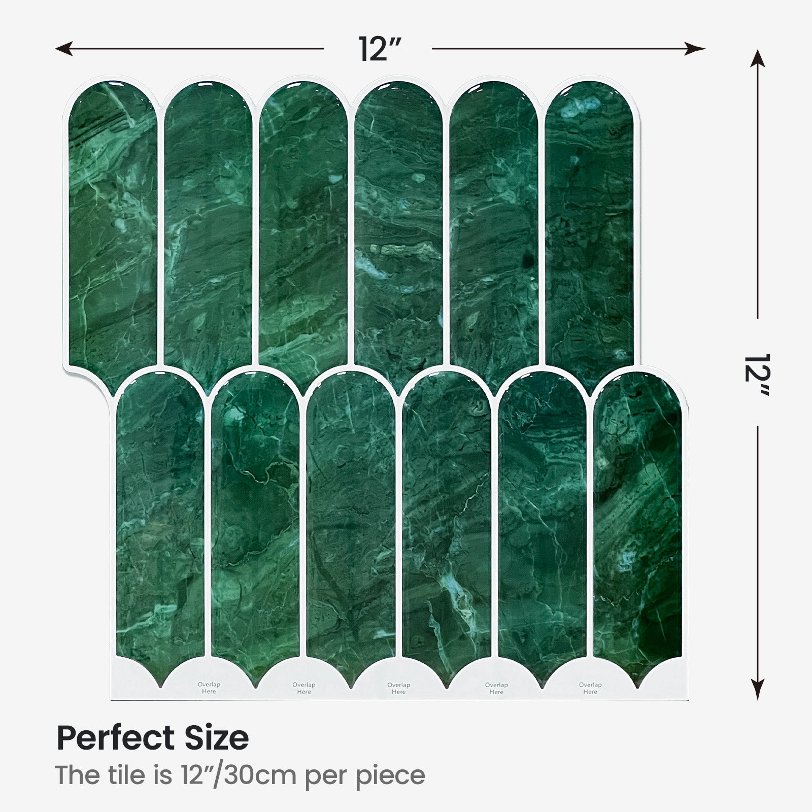 Fancytiles Deep Green ArcWall Tiles Peel and Stick