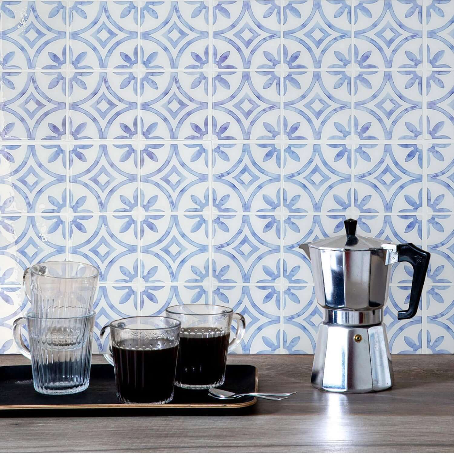 Fancytiles Peel and Stick Vinyl Backsplash Tiles Blue and White Porcelain – Glossy Porcelain Pattern