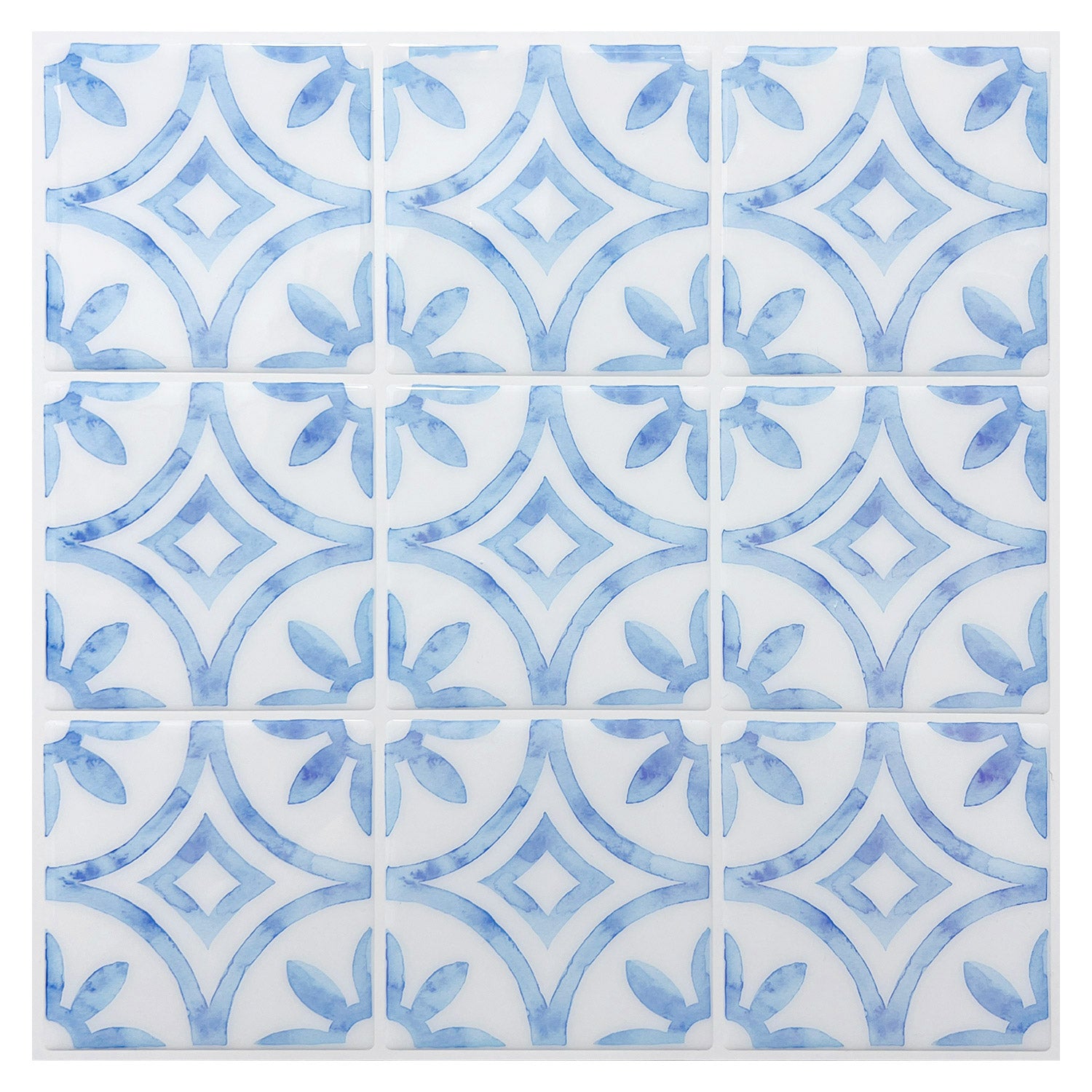 Fancytiles Peel and Stick Vinyl Backsplash Tiles Blue and White Porcelain – Glossy Porcelain Pattern