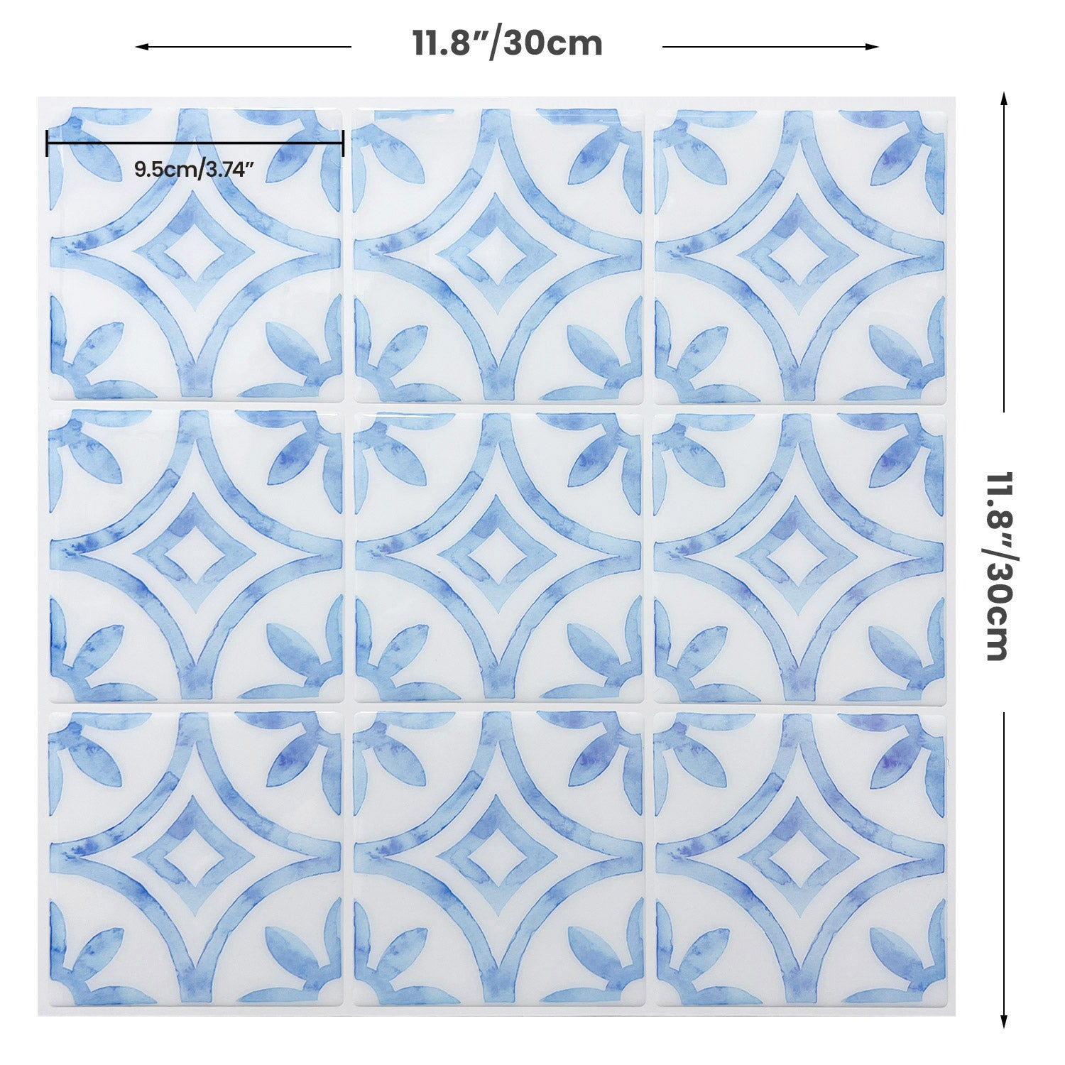 Fancytiles Peel and Stick Vinyl Backsplash Tiles Blue and White Porcelain – Glossy Porcelain Pattern