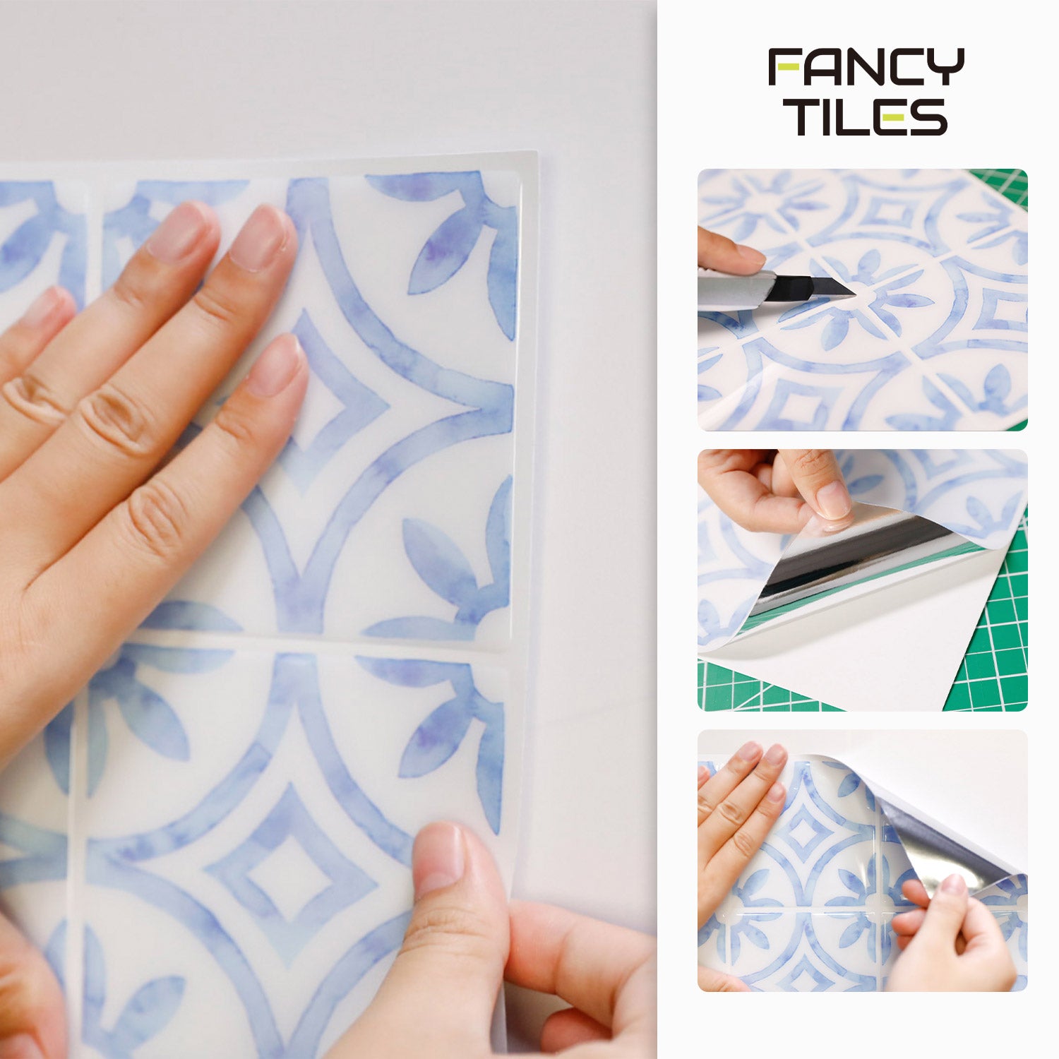 Walanz Peel and Stick Vinyl Backsplash Tiles Blue and White Porcelain – Glossy Porcelain Pattern Fancytiles