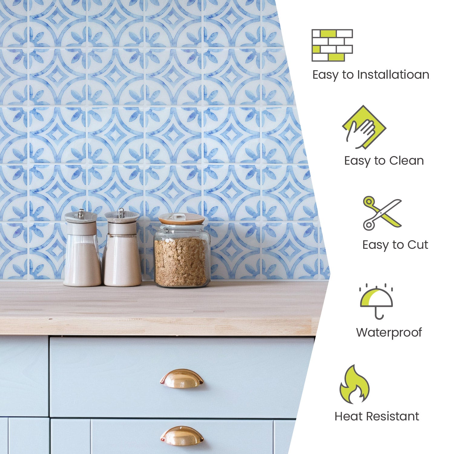 Walanz Peel and Stick Vinyl Backsplash Tiles Blue and White Porcelain – Glossy Porcelain Pattern Fancytiles