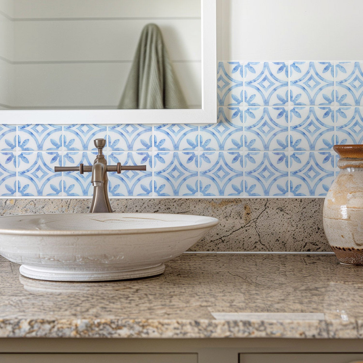 Walanz Peel and Stick Vinyl Backsplash Tiles Blue and White Porcelain – Glossy Porcelain Pattern Fancytiles