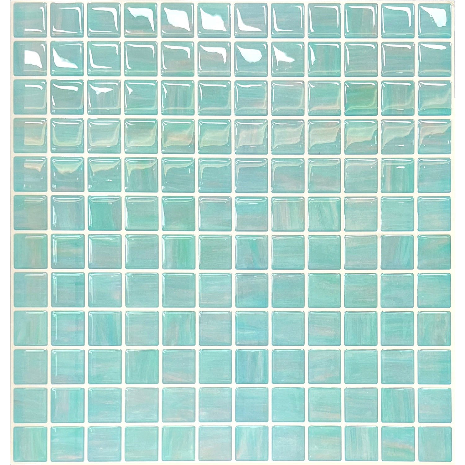 Fancytiles Peel And Stick Wall Tile Mosaic Ocean Sapphire - Glossy Green Vinyl Tiles