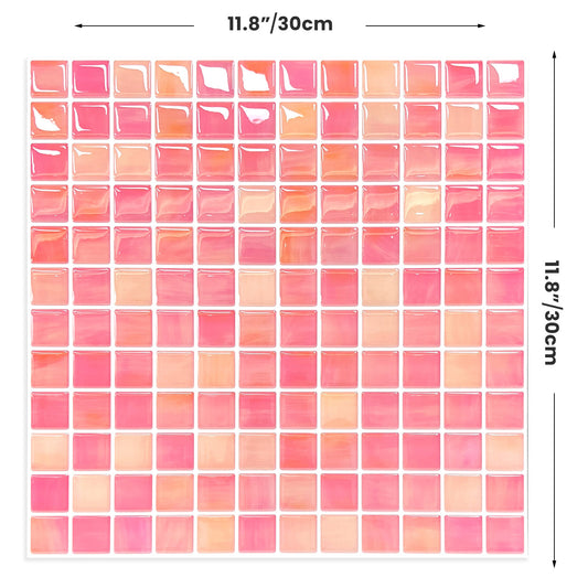 Fancytiles Bathroom Peel and Stick Backsplash Tile for Walls Pink Diamond – Glossy Pink Vinyl