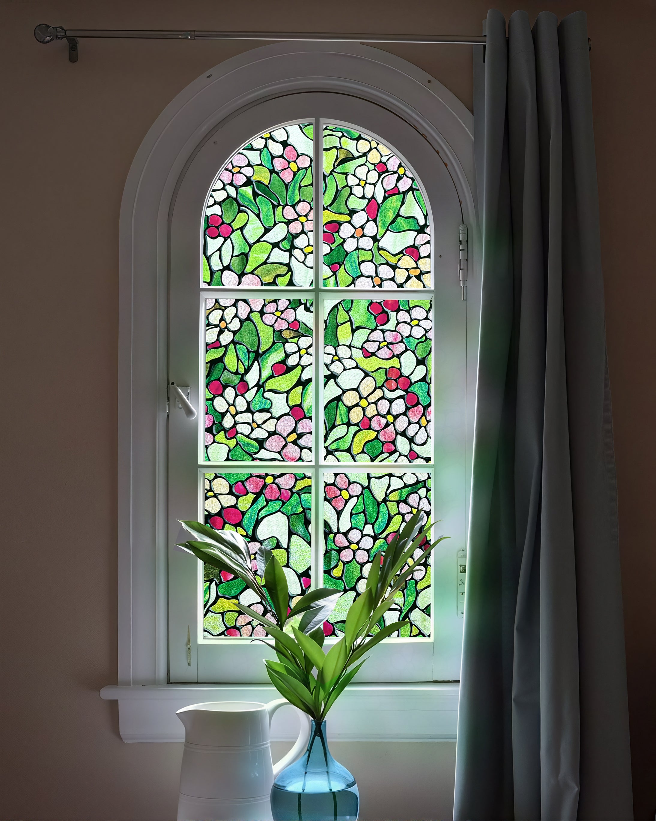 Film décoratif pour vitres en vitrail Lily