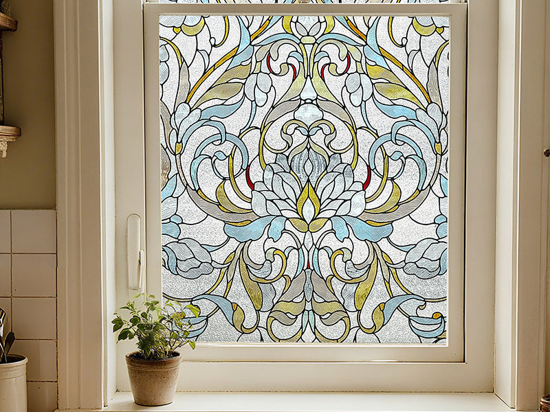Floral Path Stained Glass Decorative Window Film