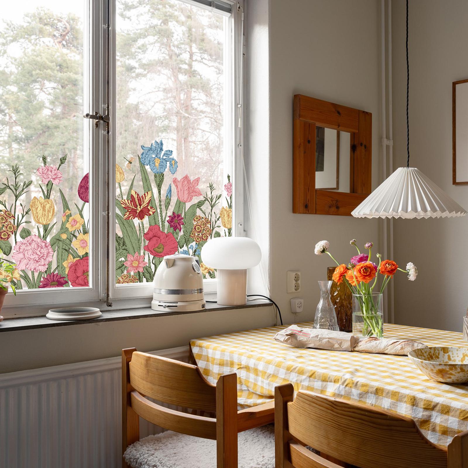 Film décoratif pour vitres à motif floral