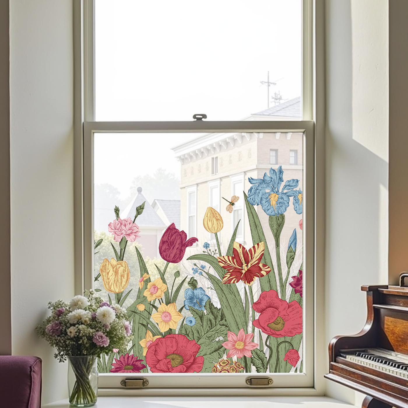 Film décoratif pour vitres à motif floral