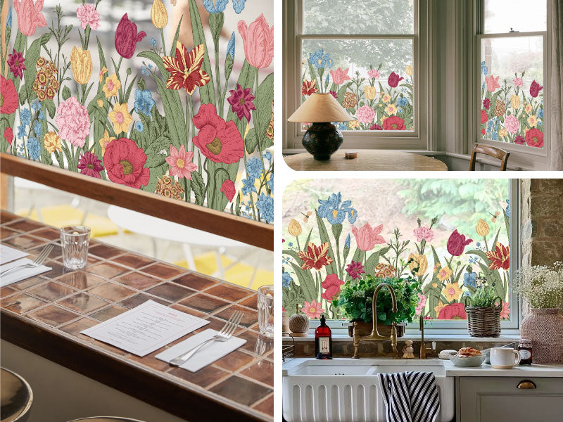 Film décoratif pour vitres à motif floral