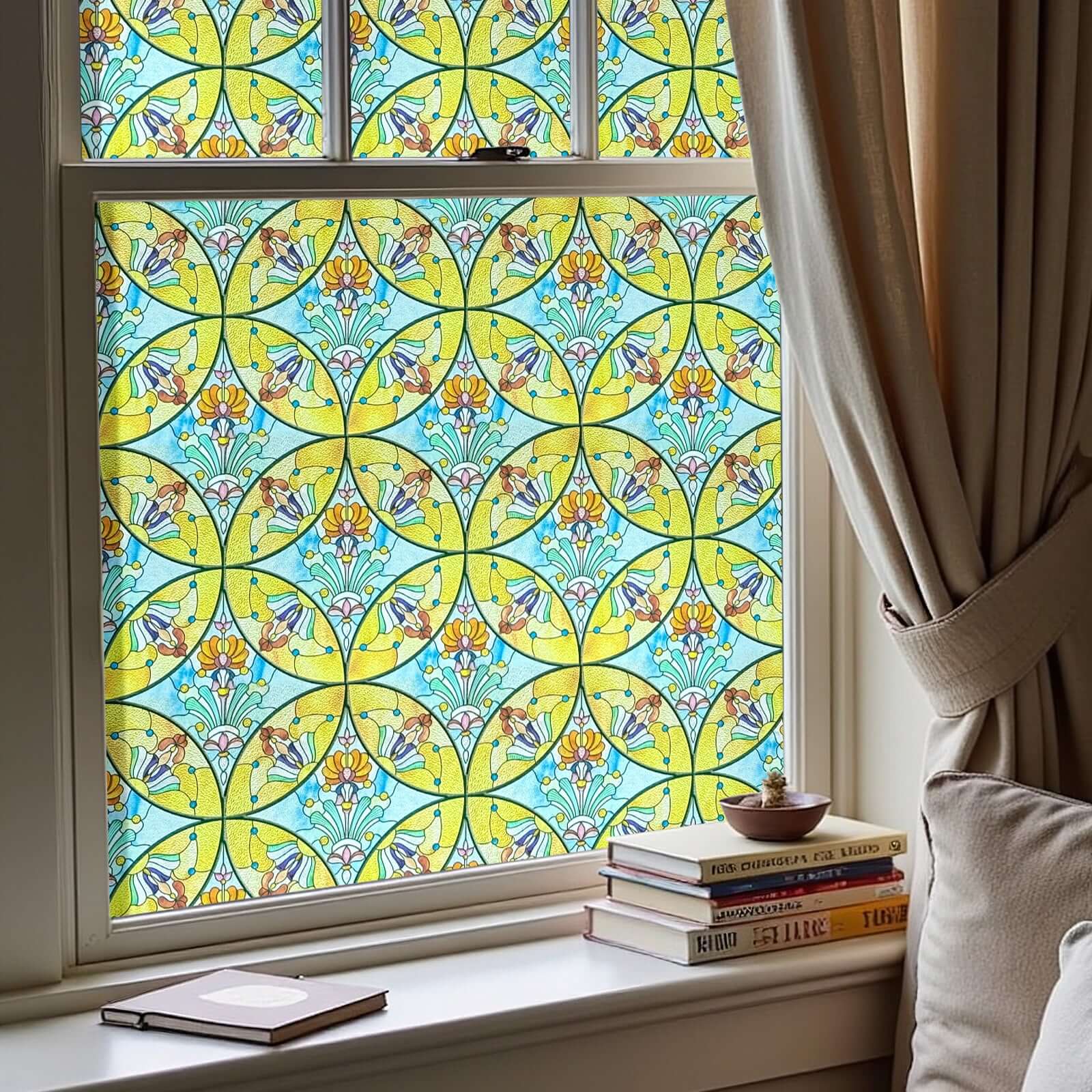 Floral Sequence Stained Glass Window Film