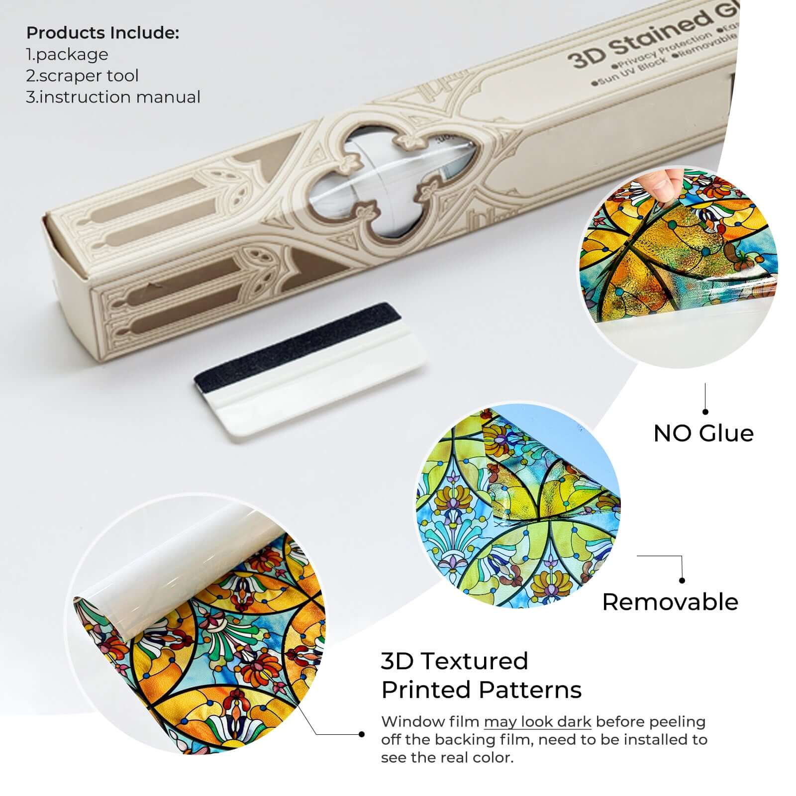 Floral Sequence Stained Glass Window Film