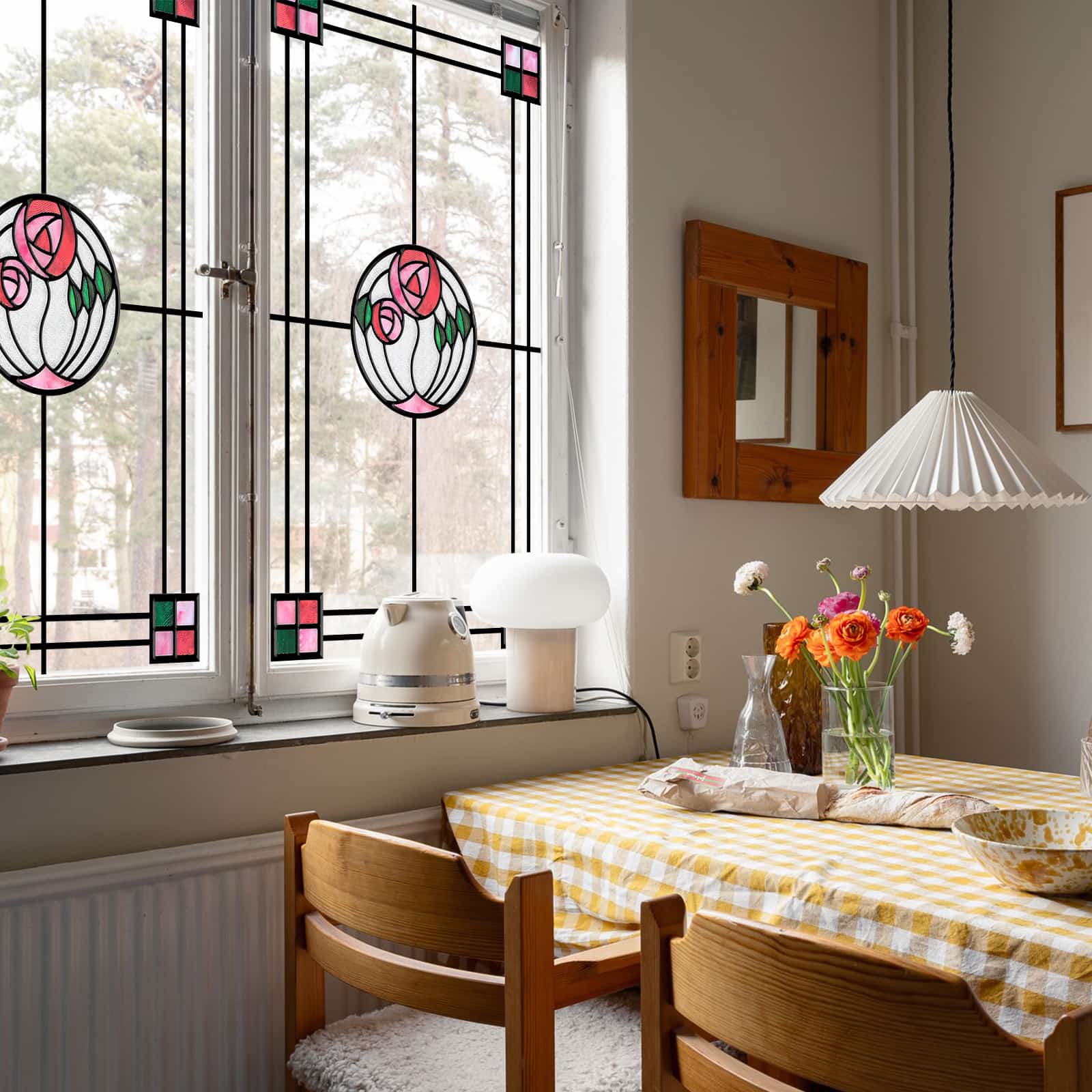 Film pour vitrail Green Gleam – Film statique décoratif moderne pour fenêtre